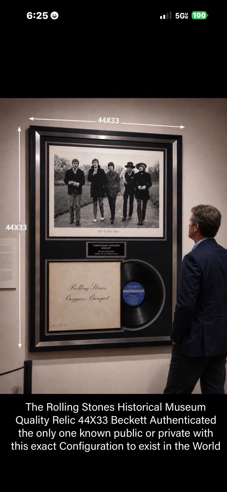 Rolling Stones Ultimate Historical Relic 5 Original Members Signed Beckett LOA Rolling Stones Ultimate Historical Relic 5 Original Members Signed Beckett LOA