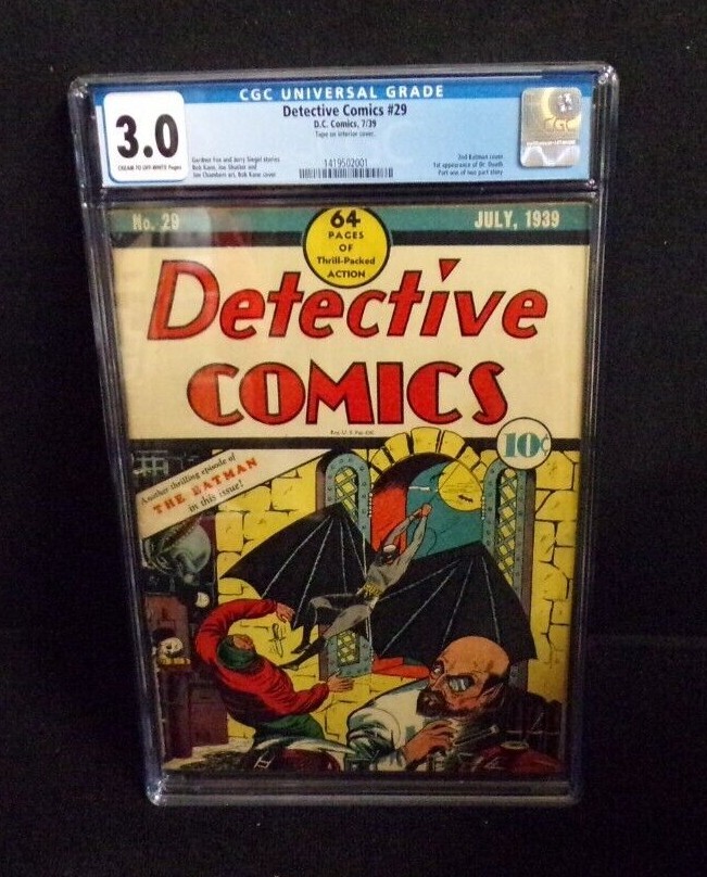 DETECTIVE COMICS BATMAN #29 DC COMICS GOLDEN AGE 1ST DR DEATH CGC GRADED 3.0 DETECTIVE COMICS BATMAN #29 DC COMICS GOLDEN AGE 1ST DR DEATH CGC GRADED 3.0