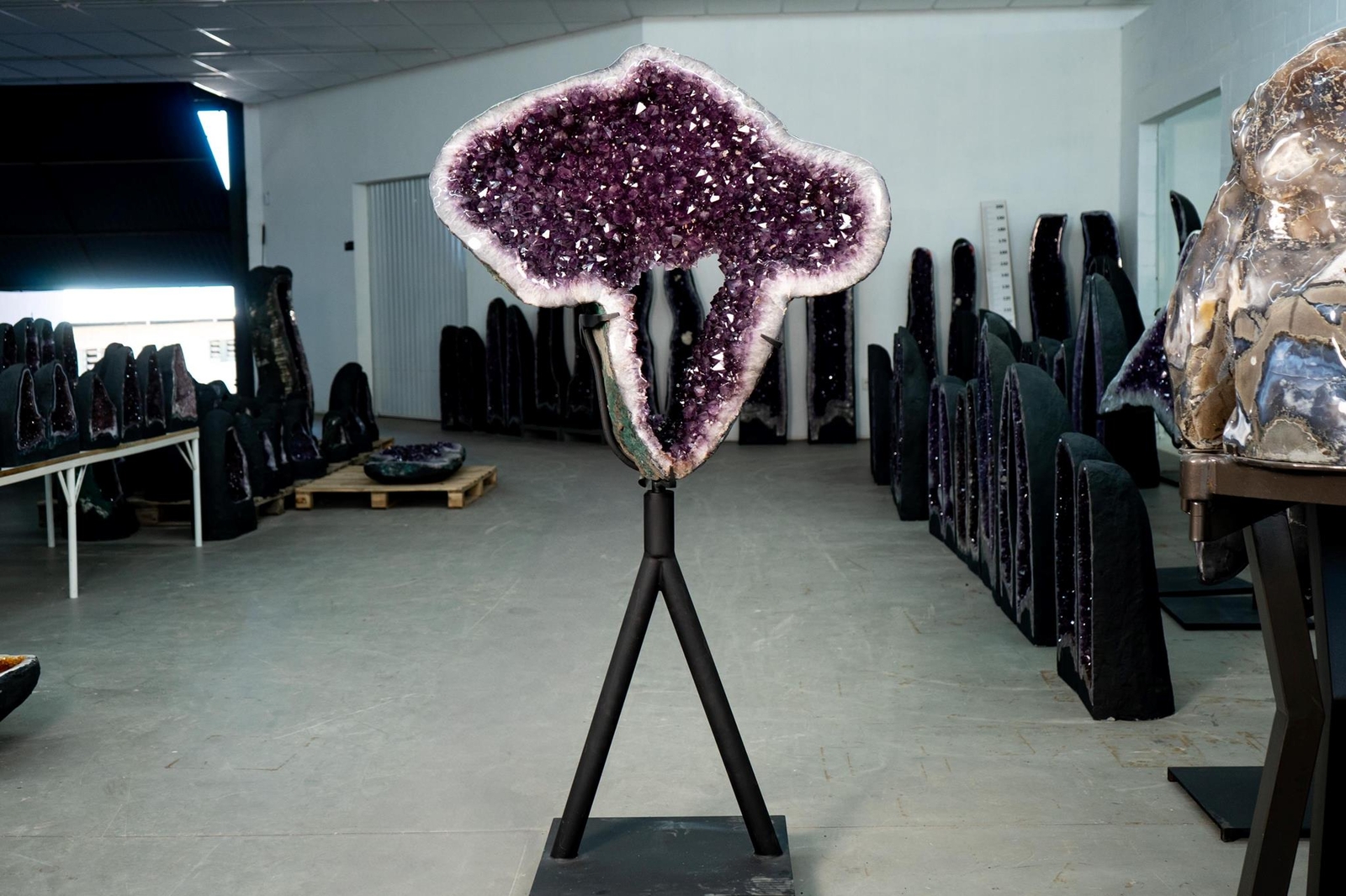 Gorgeous Large Amethyst Geode Portal on Custom-Made Stand 230 Lb 67 In. Gorgeous Large Amethyst Geode Portal on Custom-Made Stand 230 Lb 67 In.