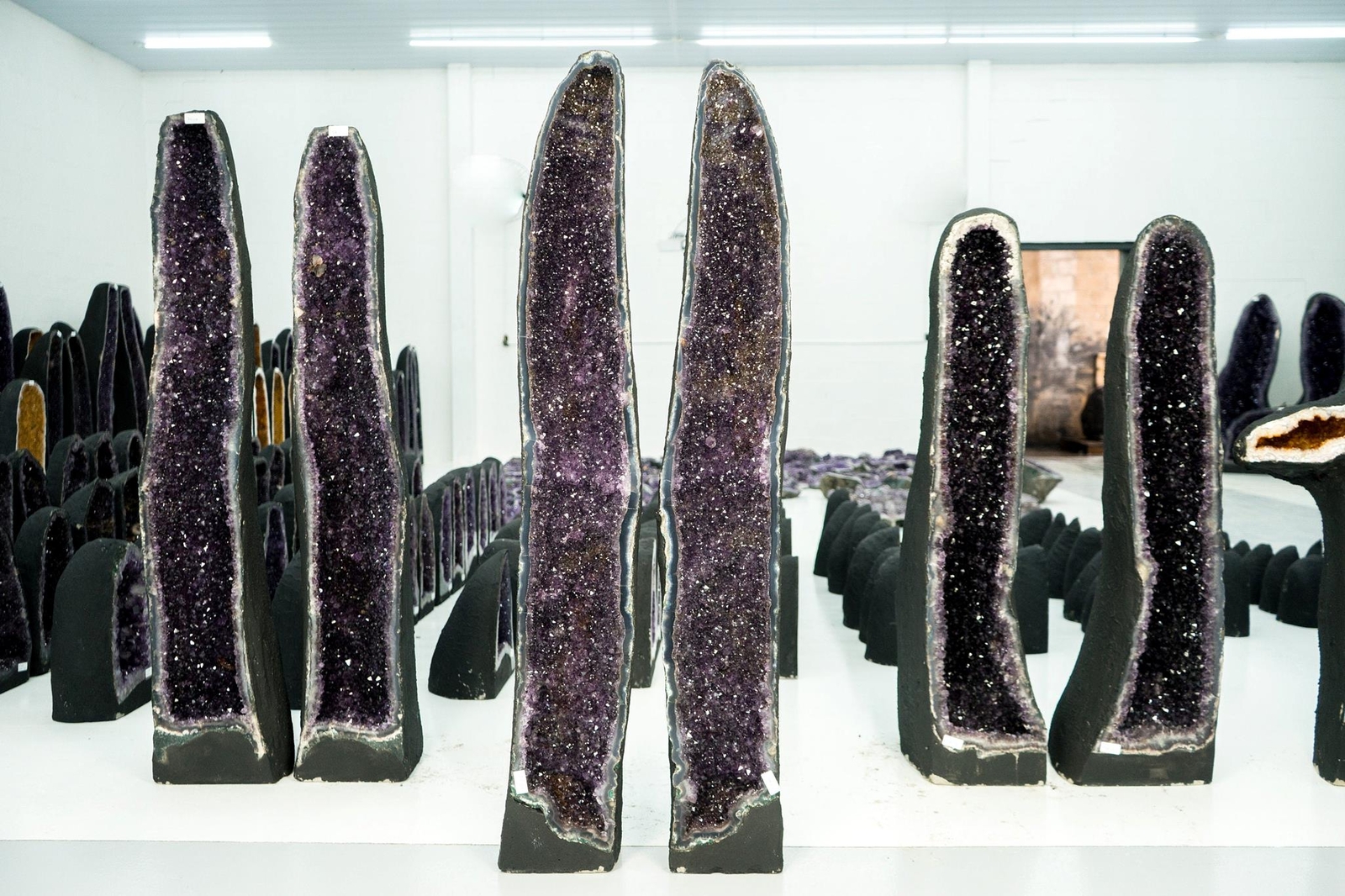 Gorgeous Pair of Straight, X-Tall Amethyst Geodes with Sparkly Purple Amethyst Gorgeous Pair of Straight, X-Tall Amethyst Geodes with Sparkly Purple Amethyst