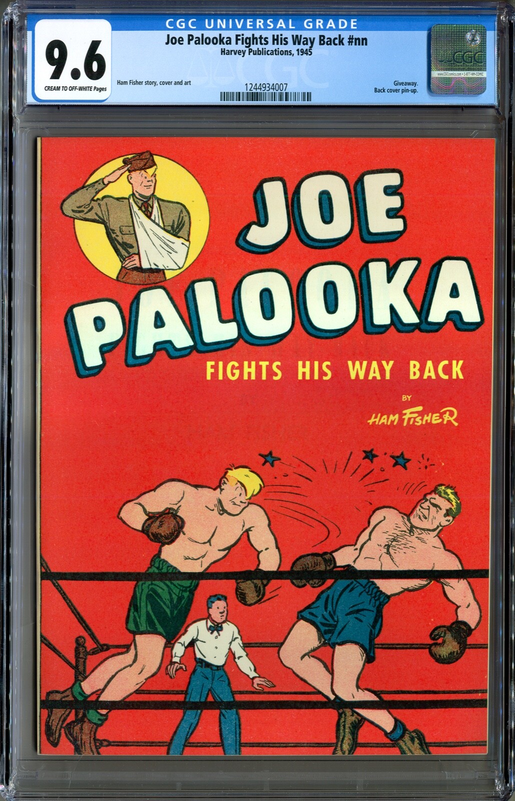 Joe Palooka Fights His Way Back (Harvey 1945) CGC 9.6 Boxing/Veterans Rare