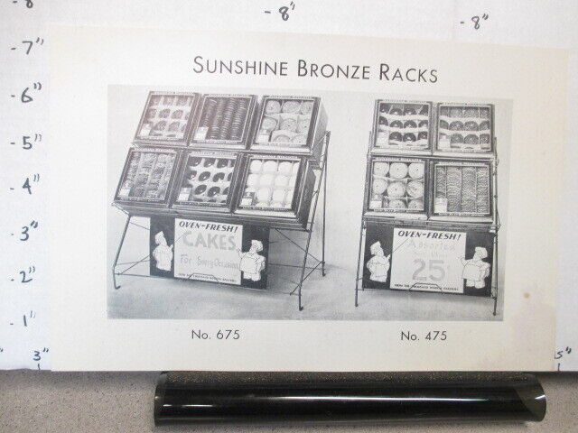 SUNSHINE 1920s salesman ad sheet cookie cracker store display box cakes BRONZE