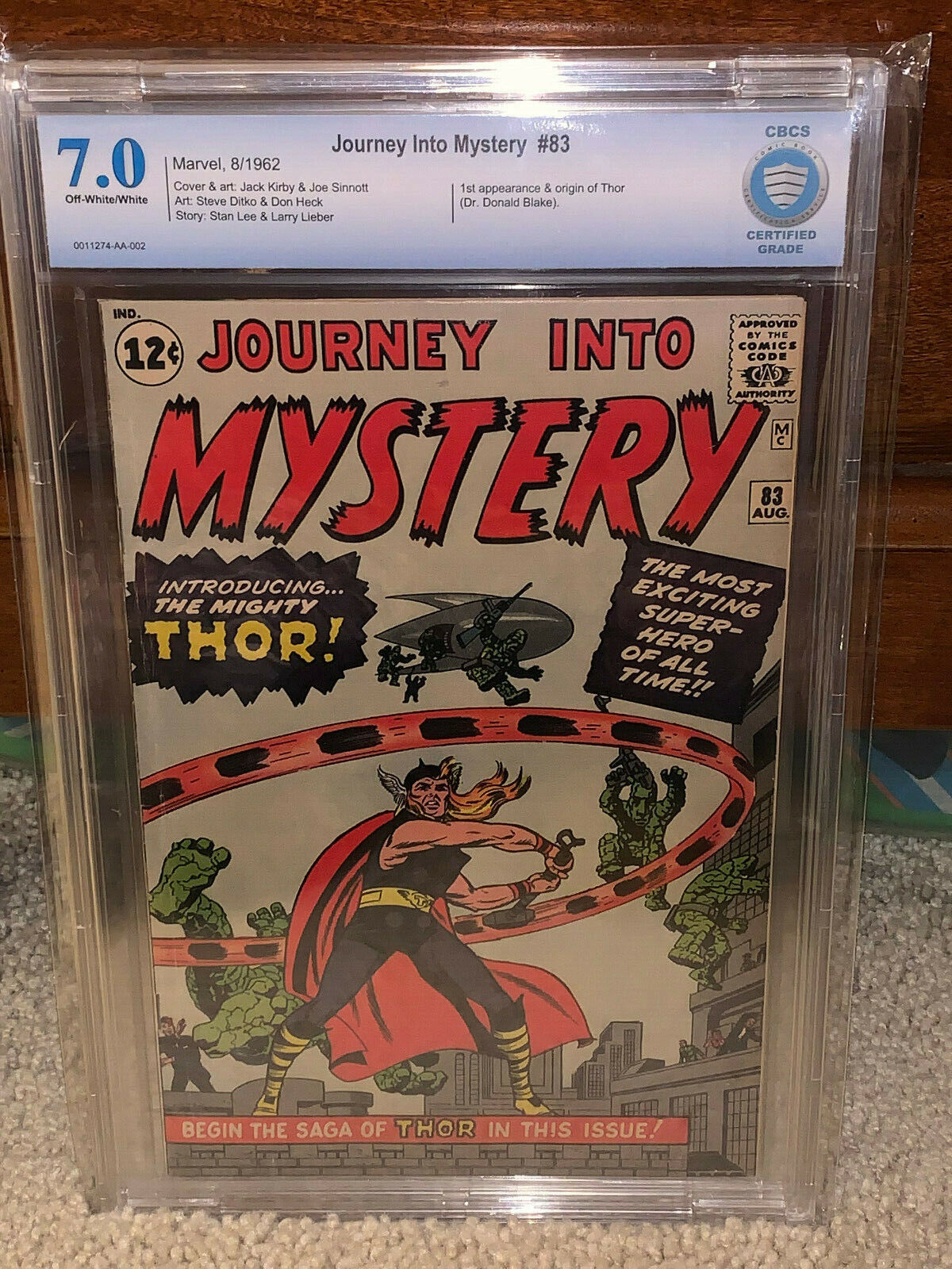 Journey Into Mystery #83 CBCS 7.0 1st Thor 1962 Free CGC sized mylar K10 cm