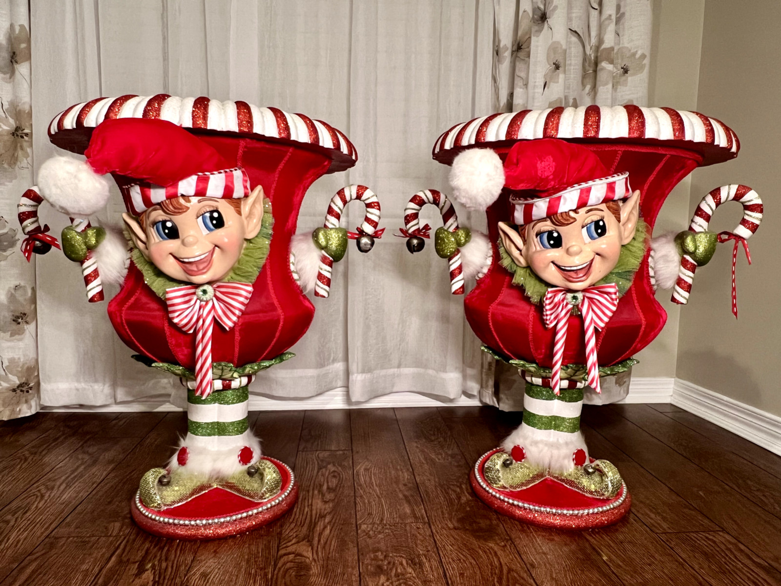 Katherine's Collection Cuckoo Christmas Elf Urn/Planter Set of 2 27” Katherine's Collection Cuckoo Christmas Elf Urn/Planter Set of 2 27”