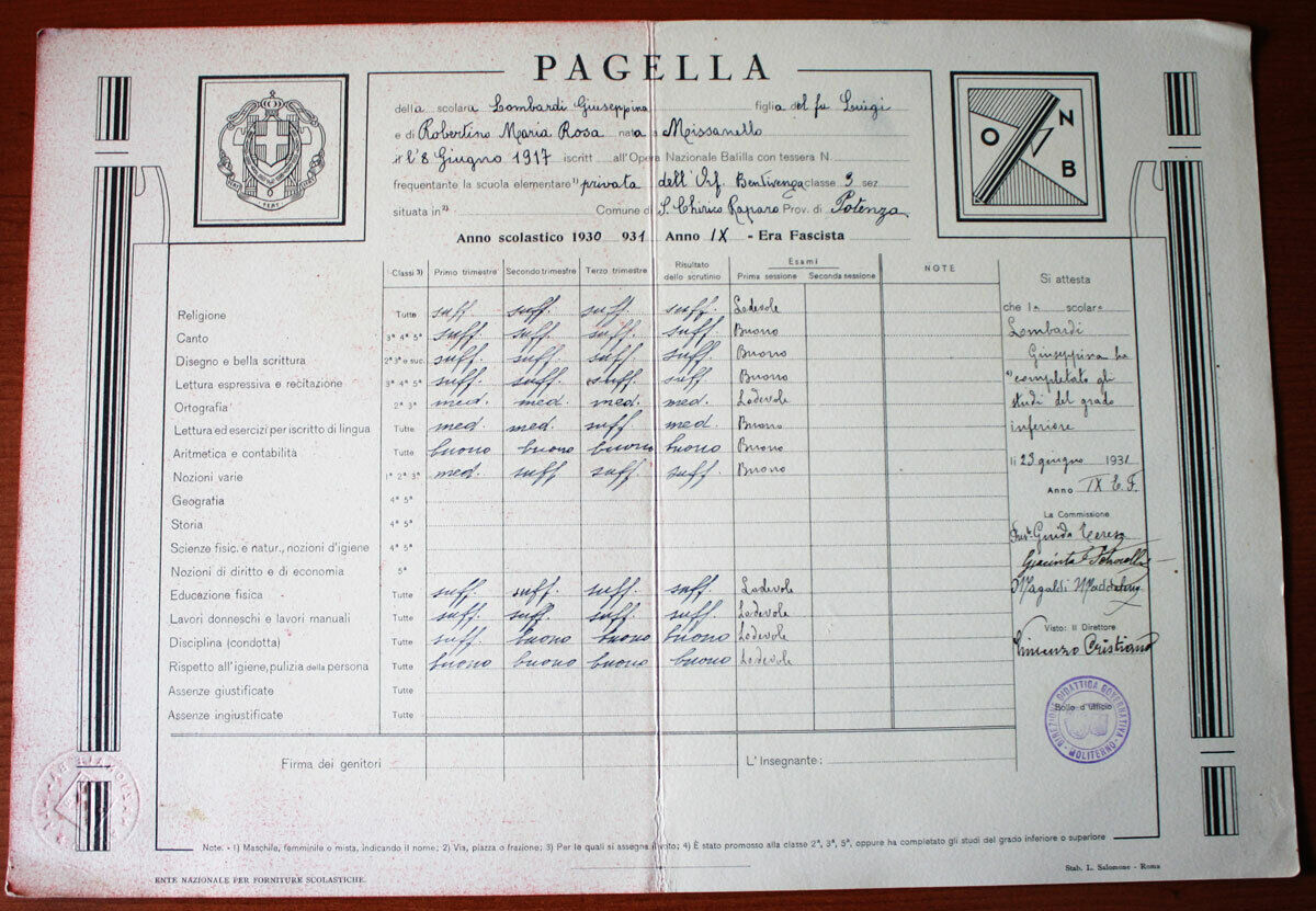 Rare fascism fascist second war report school card orginally 1930 1931 graphic