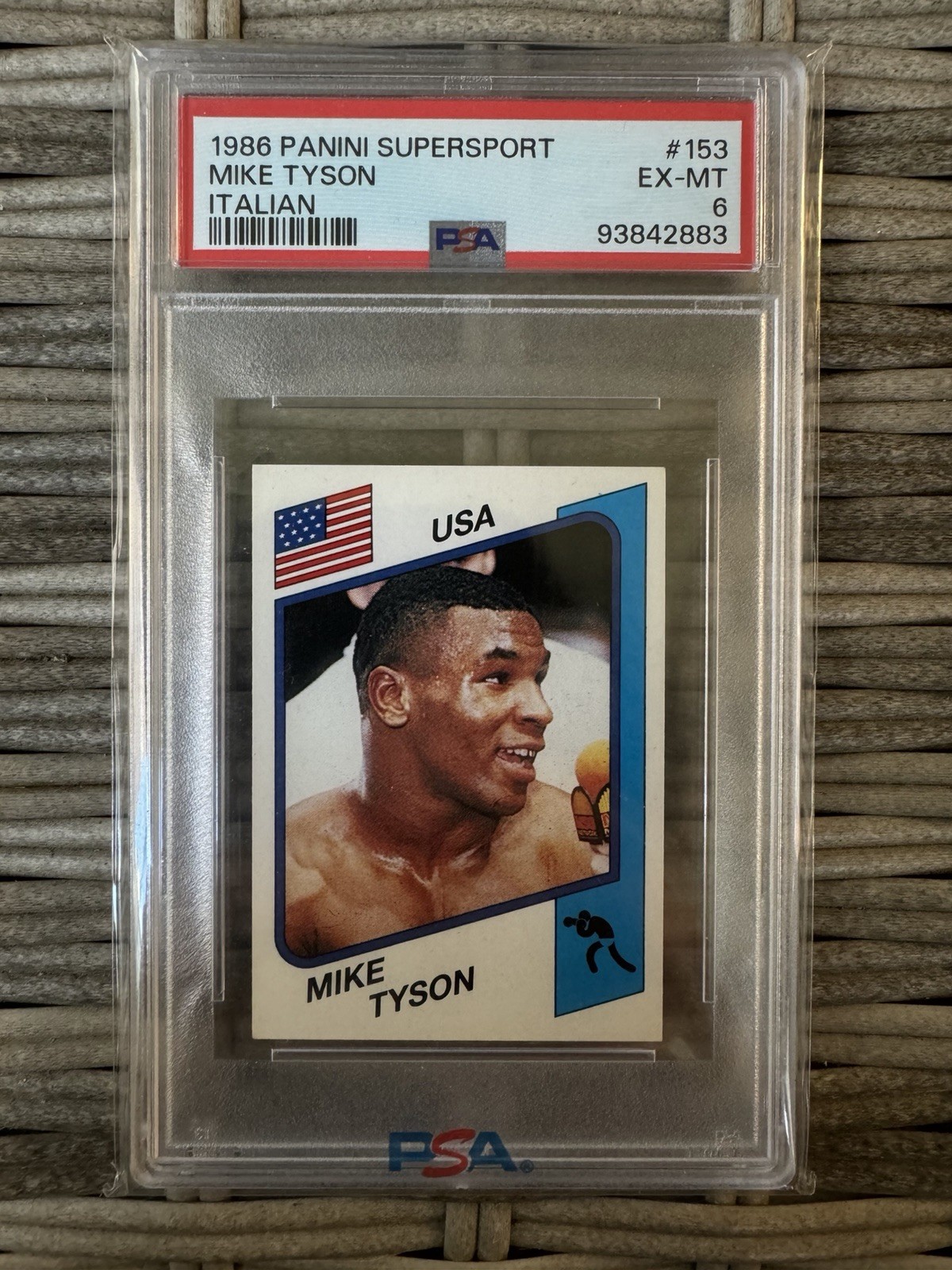 1986 Panini Supersport Mike Tyson #153 Italian PSA 6 EX-MT Sticker