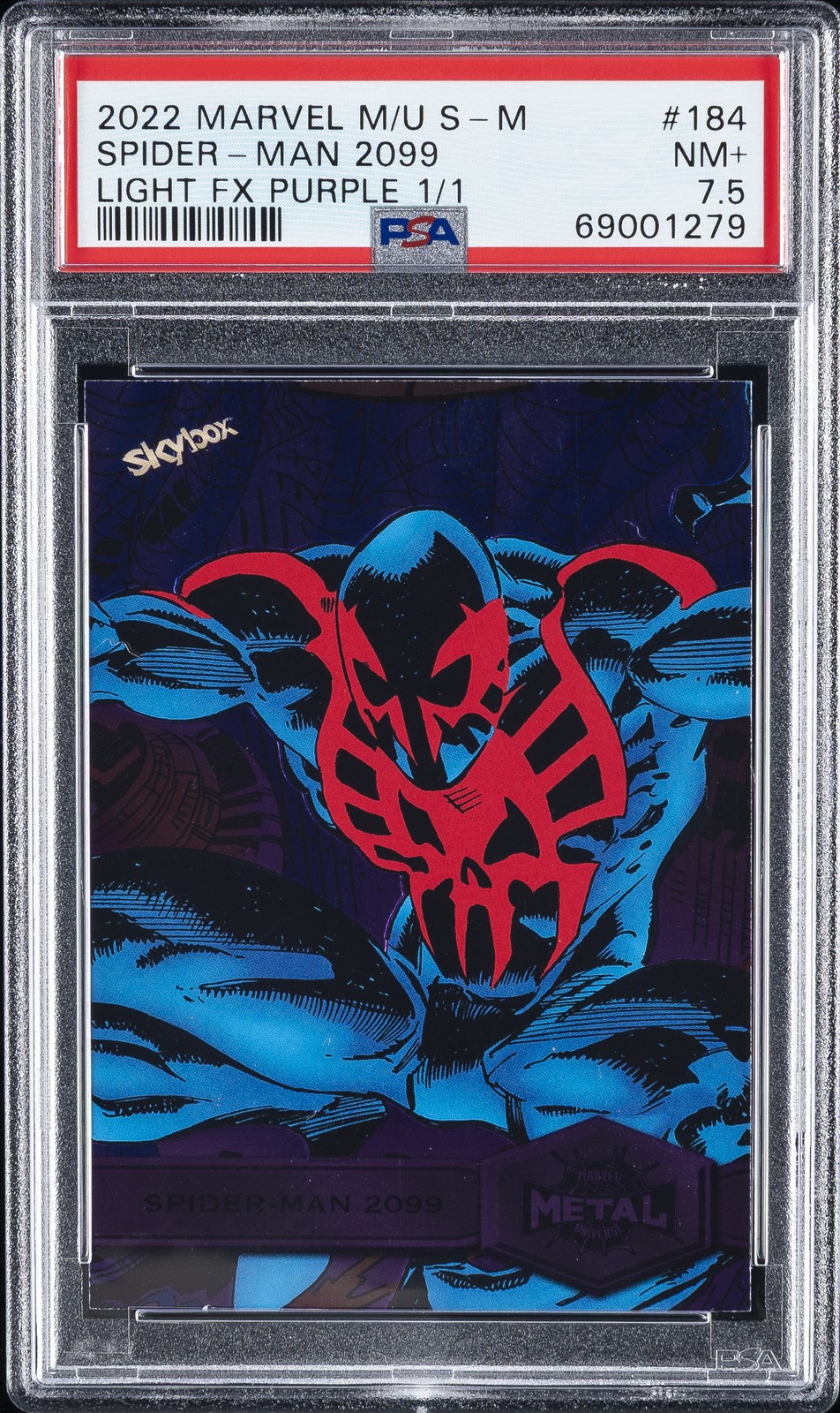 2022 SKYBOX MARVEL METAL UNIVERSE SPIDER-MAN #184 SPIDER-MAN 2099 1/1 PSA 7.5 2022 SKYBOX MARVEL METAL UNIVERSE SPIDER-MAN #184 SPIDER-MAN 2099 1/1 PSA 7.5