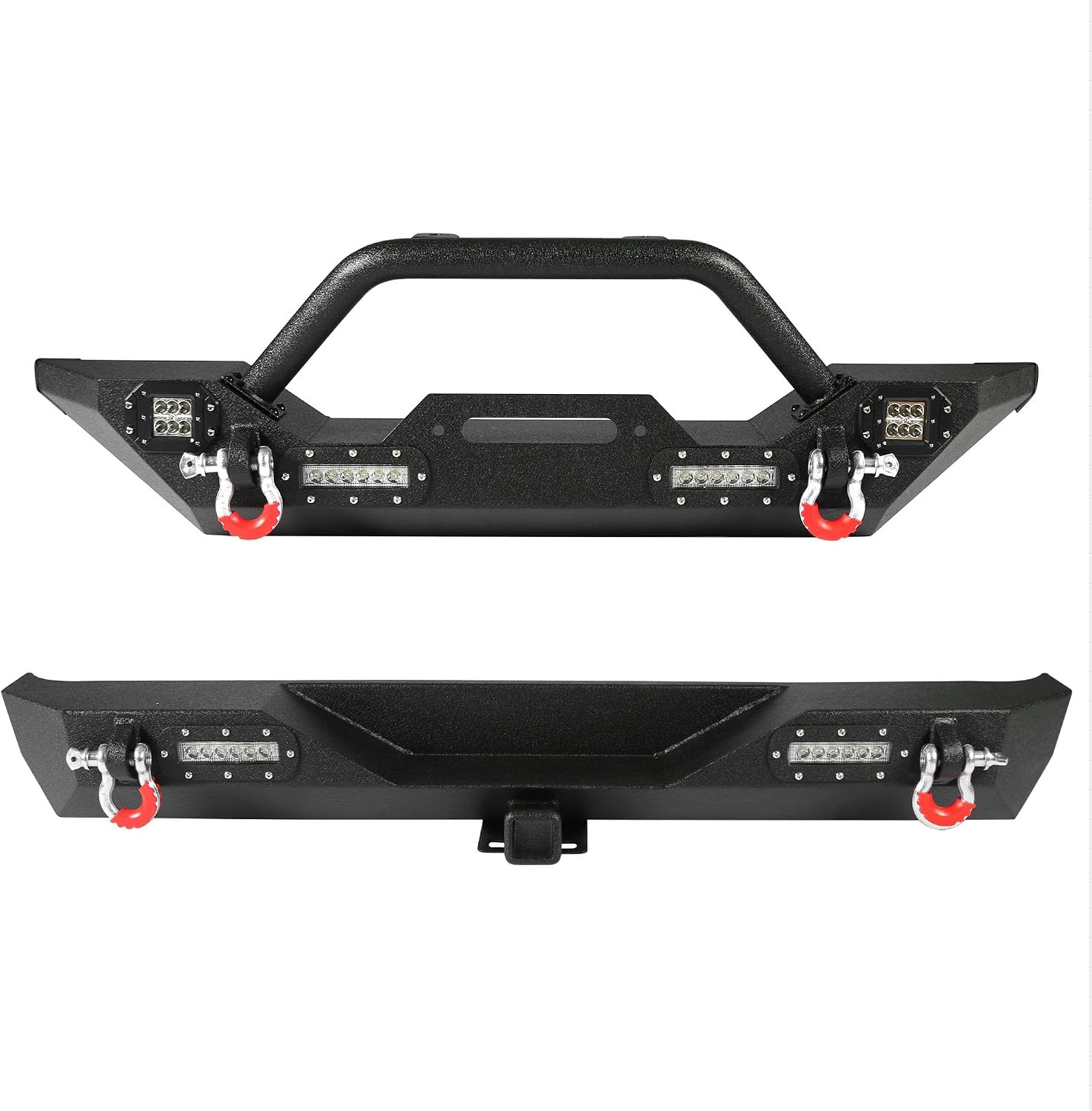 Front Rear Bumper Combo Fits for Jeep Wrangler TJ YJ 1987-2006 | W/ Winch Plate Front Rear Bumper Combo Fits for Jeep Wrangler TJ YJ 1987-2006 | W/ Winch Plate