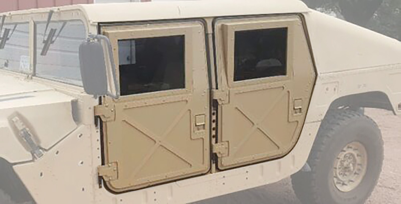 MILITARY HUMVEE X-DOORS HARD DOORS - M998 H1 HUMMER - 4 - TAN - NEW MILITARY HUMVEE X-DOORS HARD DOORS - M998 H1 HUMMER - 4 - TAN - NEW