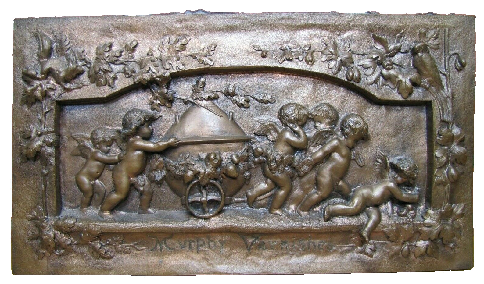 MURPHY VARNISHES 19c Victorian Advertising Plaque Sign Exquisite Cherubs Ornate MURPHY VARNISHES 19c Victorian Advertising Plaque Sign Exquisite Cherubs Ornate