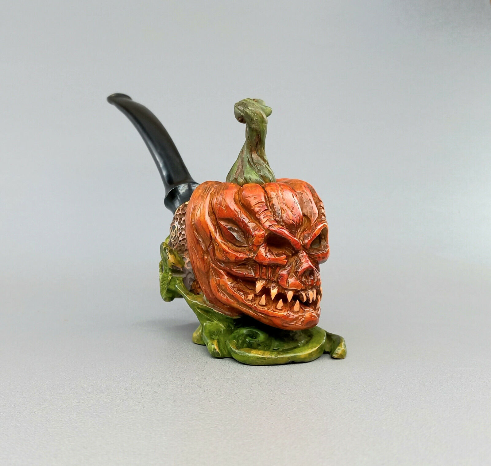Personalized Halloween Briar Pipe, Pumpkin Pipe, Scary Pipe with Tamper and Bag