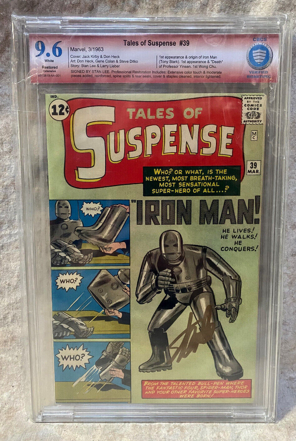 TALES OF SUSPENSE #39 (CBCS 9.6 Near Mint+) White Restored - Signed by Stan Lee