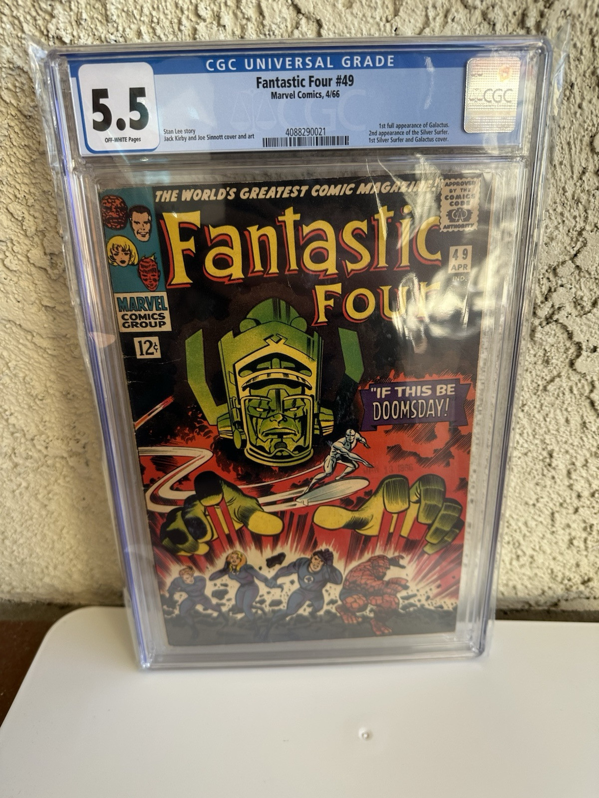 Fantastic Four #49 CGC 5.5 1966 First App Of Galactus . Could Be 6? Crack Press Fantastic Four #49 CGC 5.5 1966 First App Of Galactus . Could Be 6? Crack Press
