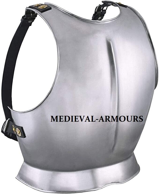 Medieval Breastplate with Leather Back Straps Steel Cuirass LARP Armor - 18ga