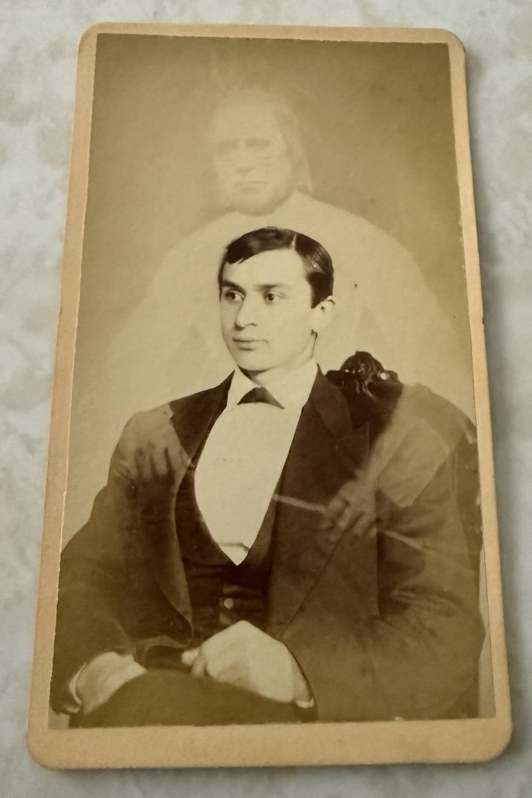 Original Rare Mumler Spirit Photo Man CDV 1860s Indian Pipe Ghost Photography Original Rare Mumler Spirit Photo Man CDV 1860s Indian Pipe Ghost Photography