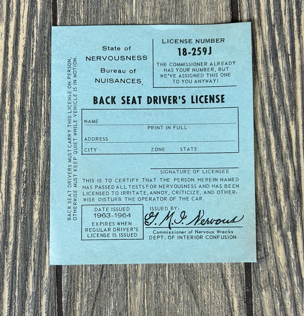 Vintage 1963 1964 Back Seat Drivers License Blue Paper Diamond Jim’s Nevada Club Vintage 1963 1964 Back Seat Drivers License Blue Paper Diamond Jim’s Nevada Club