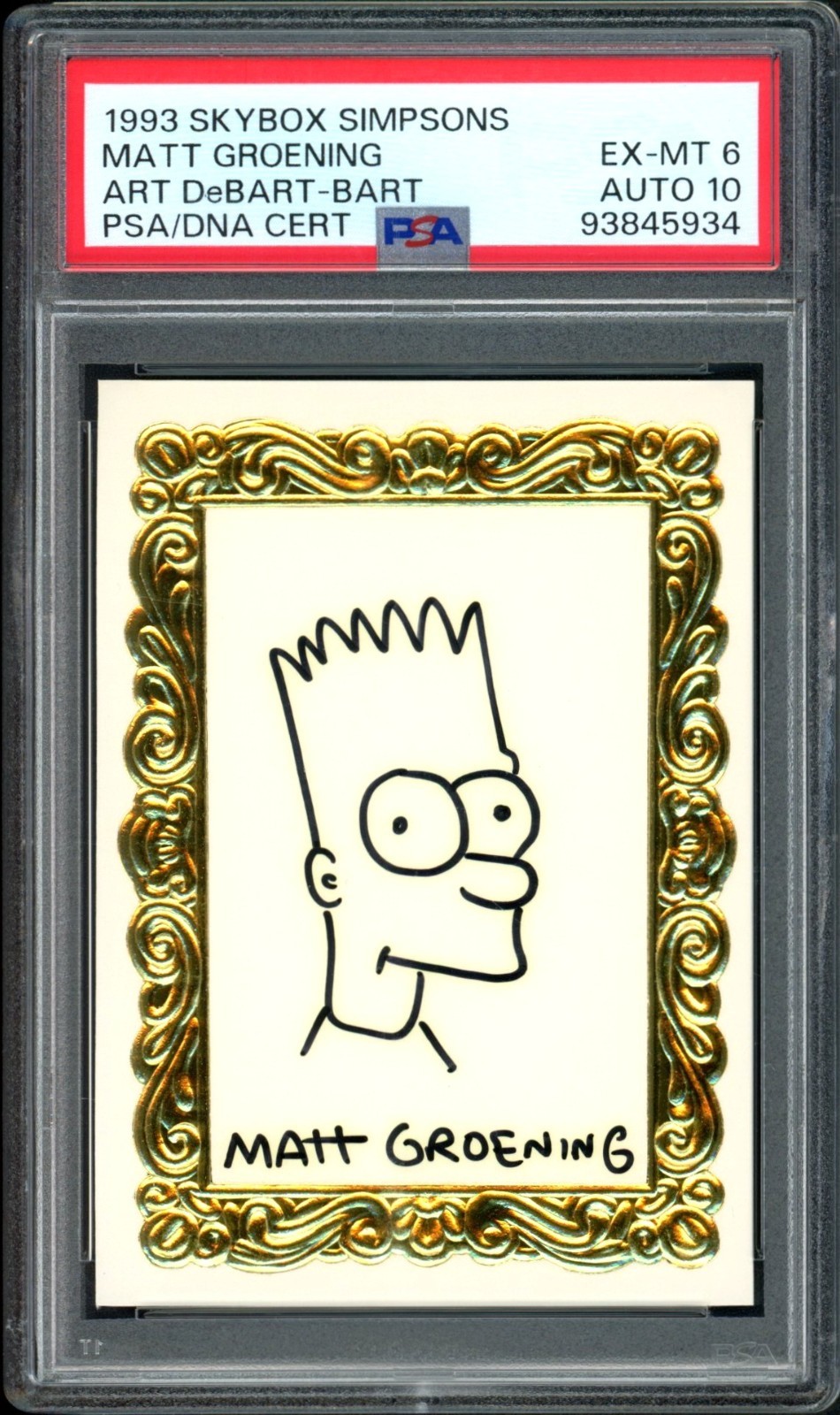 1993 SKYBOX SIMPSONS MATT GROENING ART DeBART BART SKETCH #/400 PSA/DNA AUTO 10 1993 SKYBOX SIMPSONS MATT GROENING ART DeBART BART SKETCH #/400 PSA/DNA AUTO 10