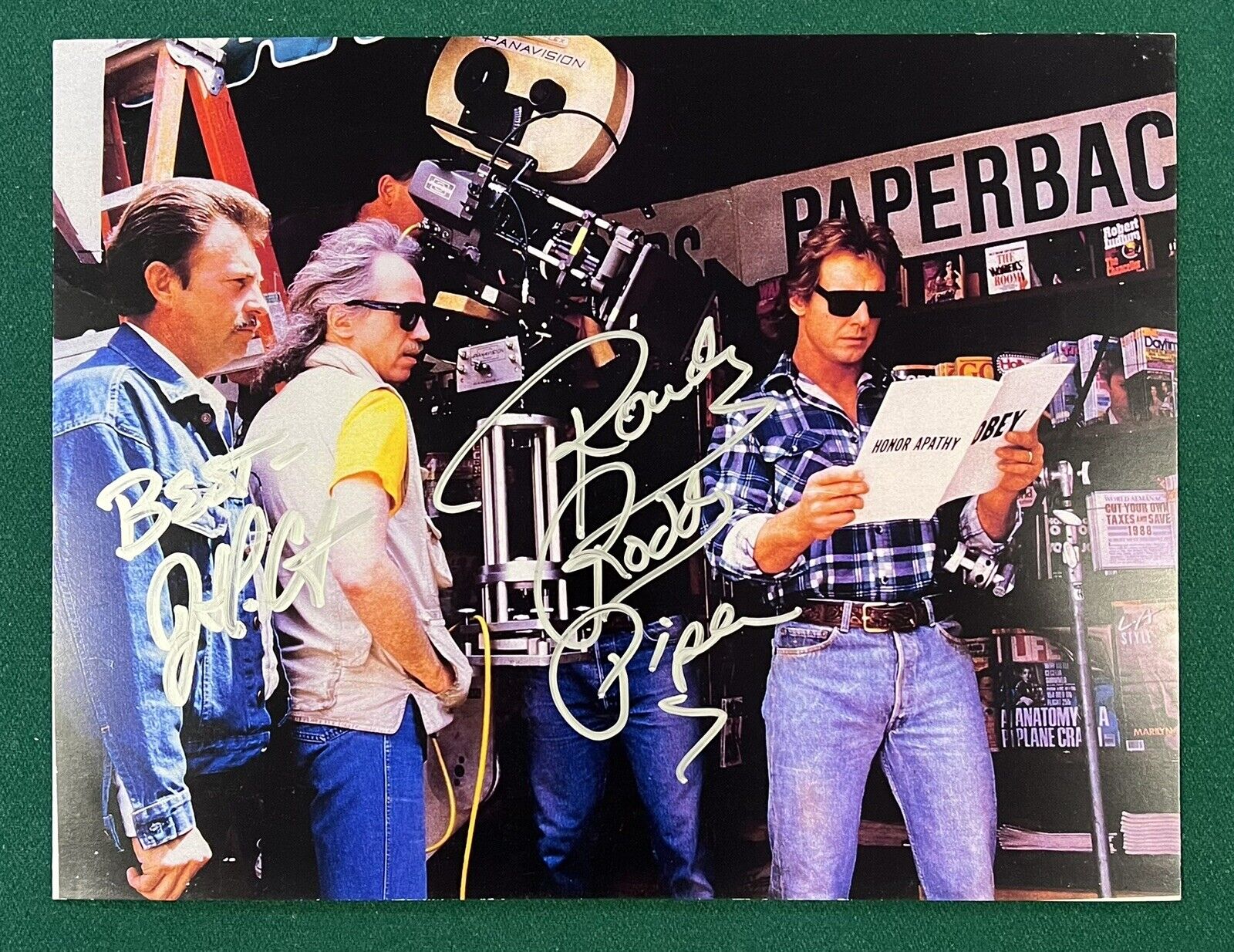 Rowdy Roddy Piper & John Carpenter Dual-Signed They Live 8x10 Autograph w/ Frame