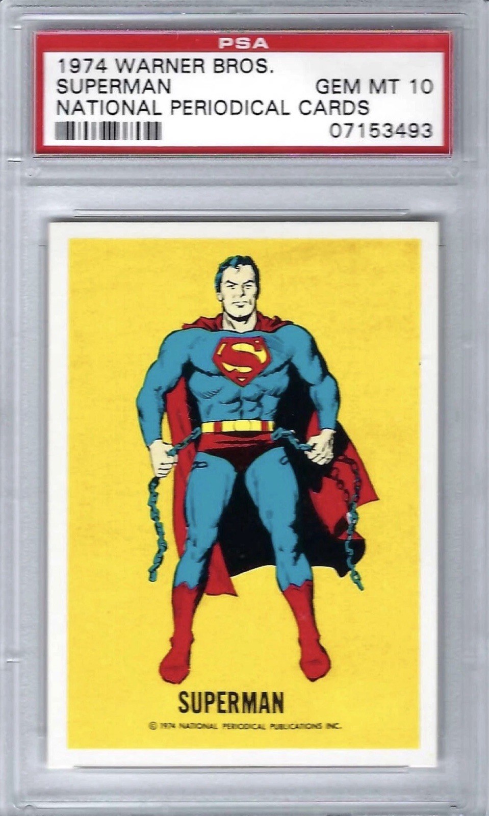 POP 11 PSA 10 Superman 1974 Warner Bros National Periodical Cards DC 6% Gem Rate POP 11 PSA 10 Superman 1974 Warner Bros National Periodical Cards DC 6% Gem Rate