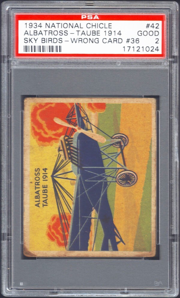 1934 R136 National Chicle Sky Birds #36 Albatross-Taube PSA 2 VERY SCARCE ERROR 1934 R136 National Chicle Sky Birds #36 Albatross-Taube PSA 2 VERY SCARCE ERROR