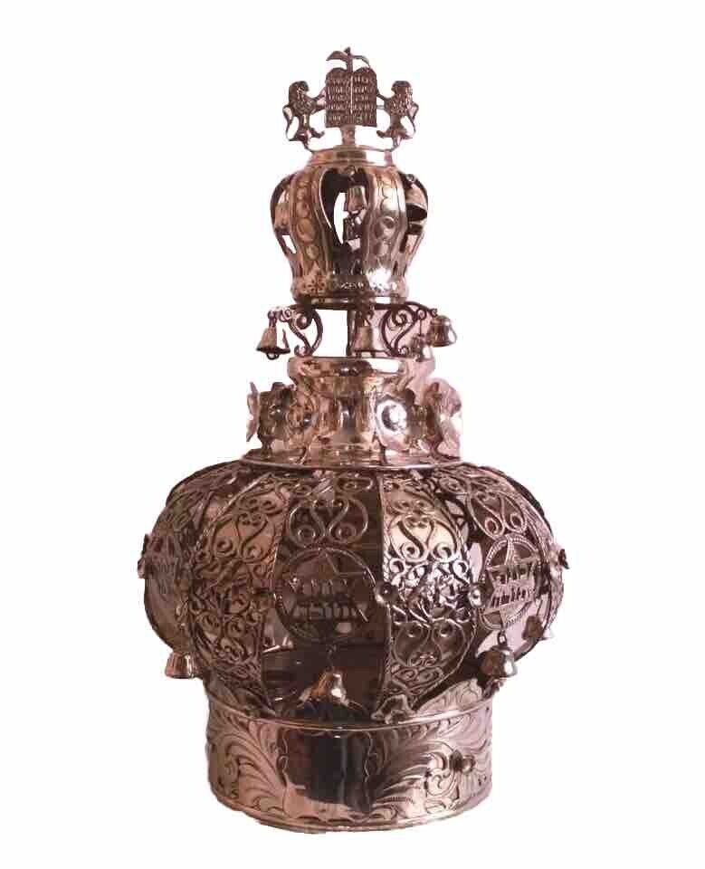 Sefer Torah Crown Keser Sterling Silver Hand Made Hand Chased, c1920’s -1930s