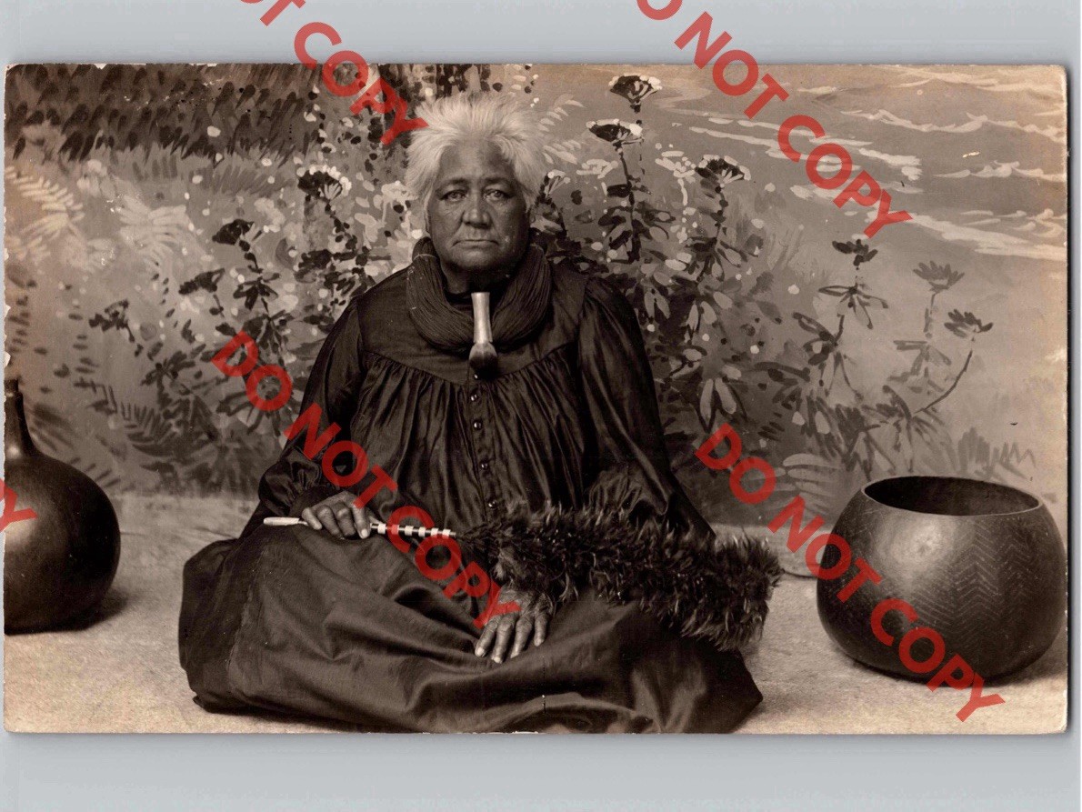 RARE c1910 Mele Kaupoko High Chief Chiefess Hawaii HI Frank Davey Negative RPPC RARE c1910 Mele Kaupoko High Chief Chiefess Hawaii HI Frank Davey Negative RPPC