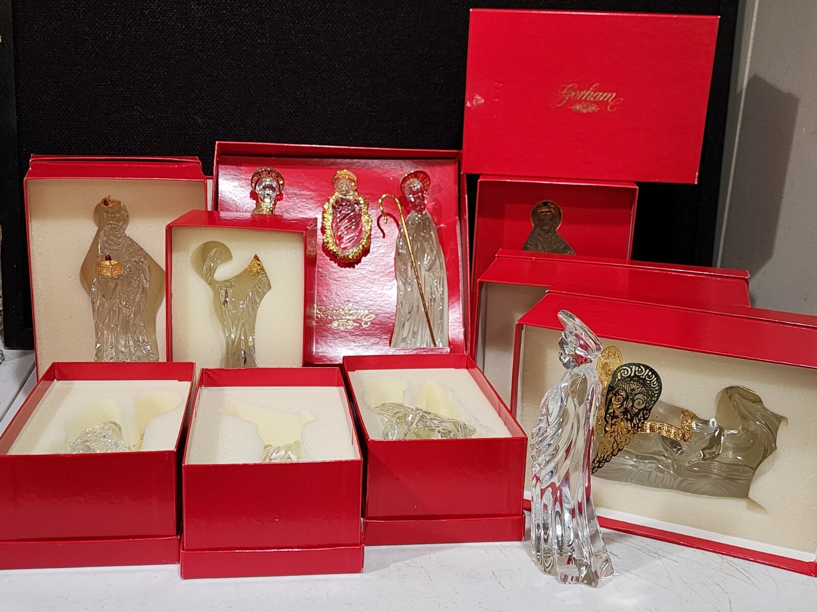 Full 12 Piece Set - GORHAM Crystal and Gold Nativity Set - WITH BOXES Full 12 Piece Set - GORHAM Crystal and Gold Nativity Set - WITH BOXES
