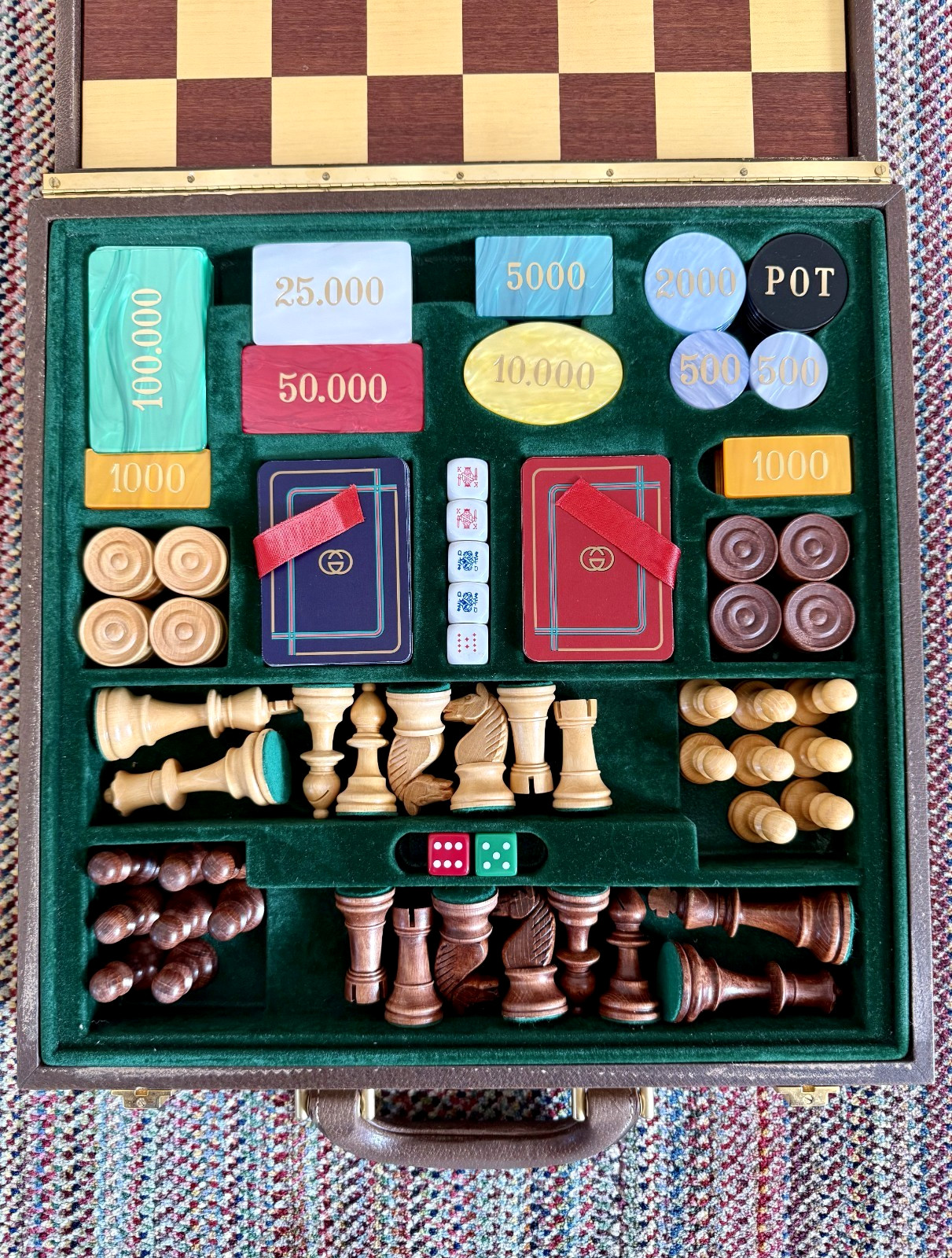 Vintage Gucci Monogram Poker Set Italy, 1970s - Great Condition Vintage Gucci Monogram Poker Set Italy, 1970s - Great Condition