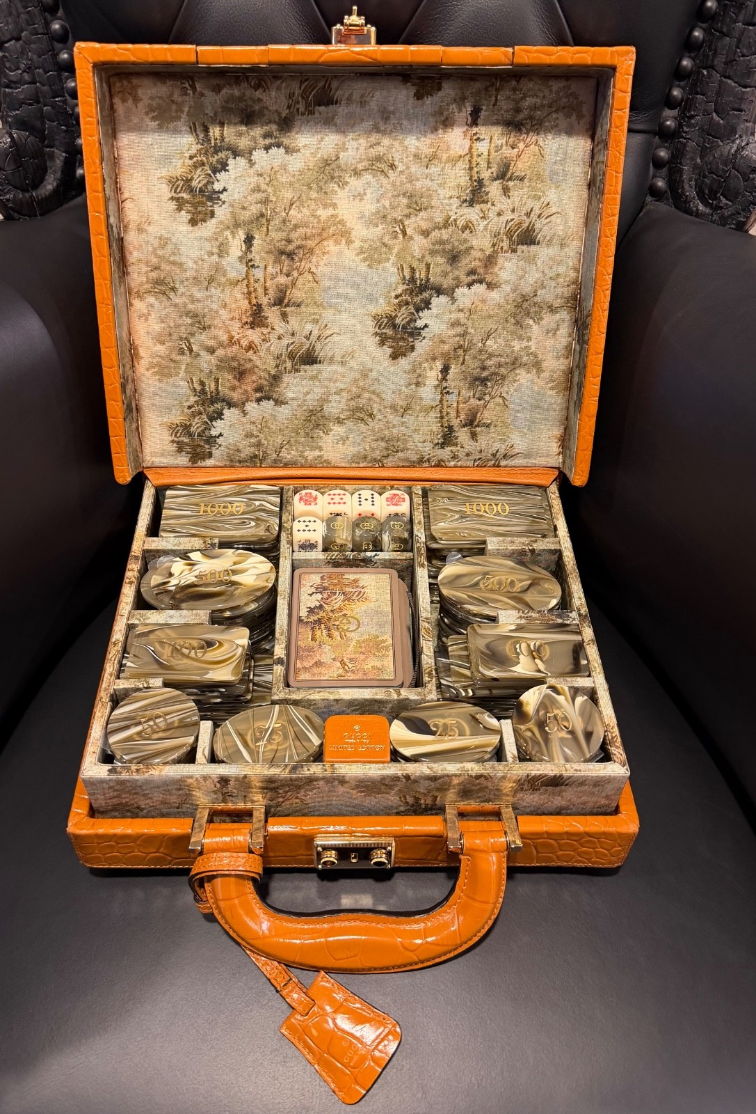 Gucci Poker Set with Crocodile Case Extremely RARE Exotic Collectible MSRP 38850 Gucci Poker Set with Crocodile Case Extremely RARE Exotic Collectible MSRP 38850