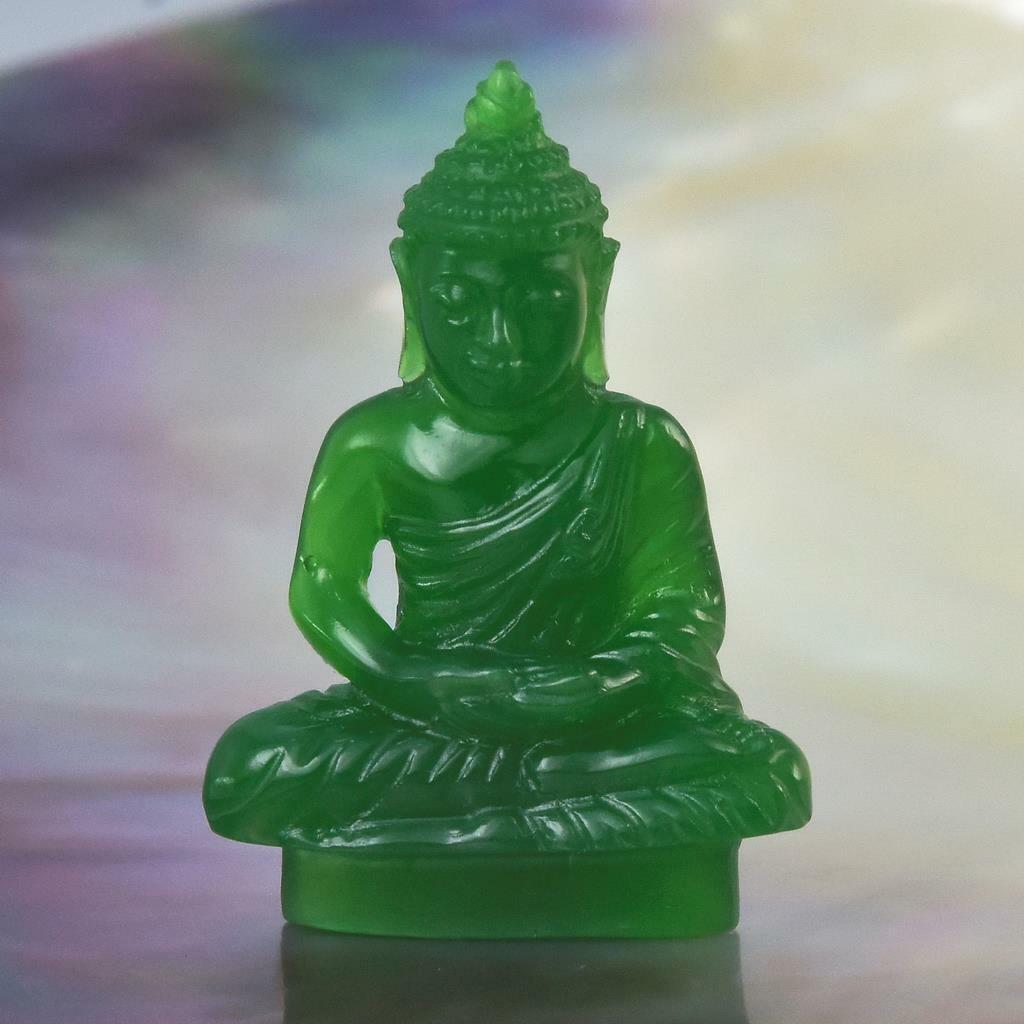 Miniature Image of the Buddha Sculpture Green Garut Chalcedony Carving 19.25 cts