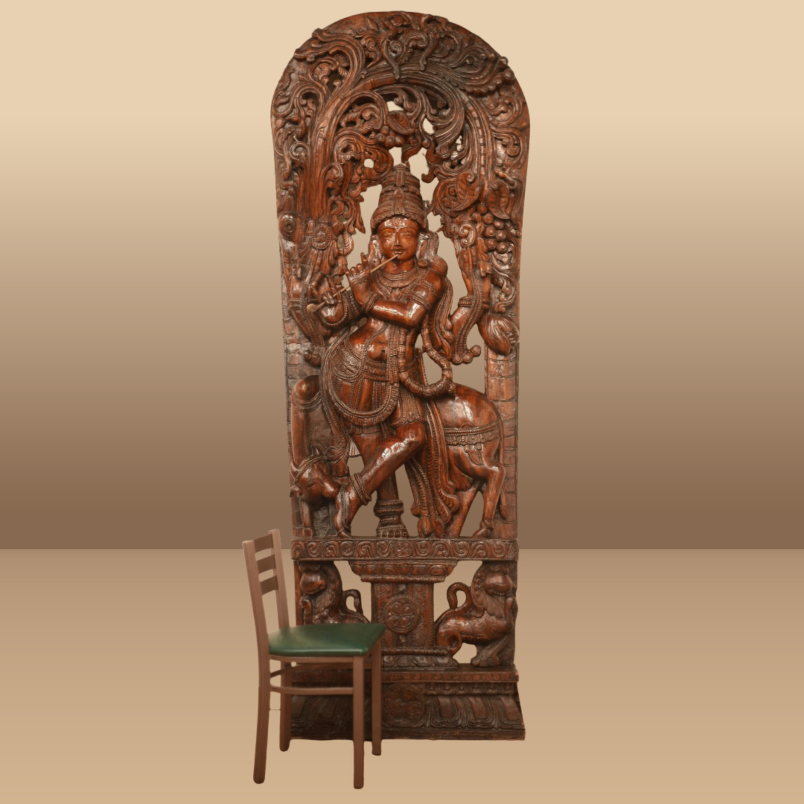 Huge Hand-Carved Wooden Krishna Statue – Traditional Hindu Decor – 111” Rare VTG Huge Hand-Carved Wooden Krishna Statue – Traditional Hindu Decor – 111” Rare VTG