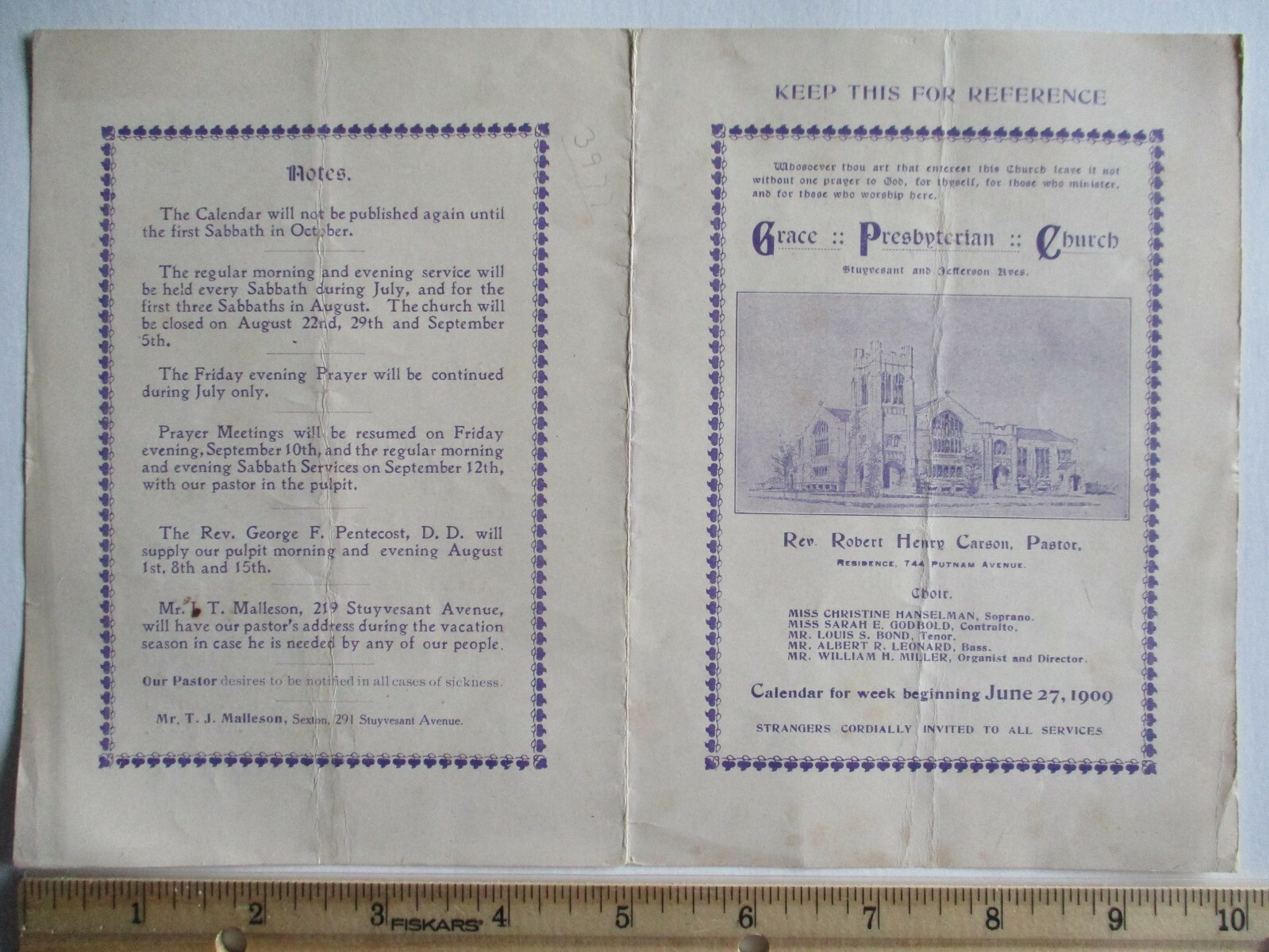 1909 Grace Presbyterian Church Now Black AME Brooklyn Bridge Weekly Calendar NYC 1909 Grace Presbyterian Church Now Black AME Brooklyn Bridge Weekly Calendar NYC