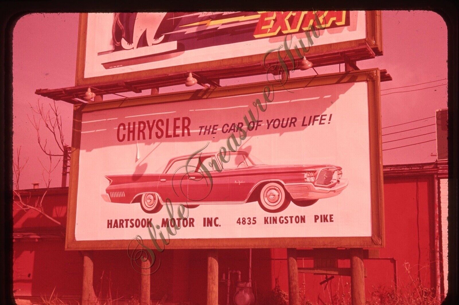Chrysler Car Billboard Sign 1950s 35mm Slide Hartsook Motor Knoxville