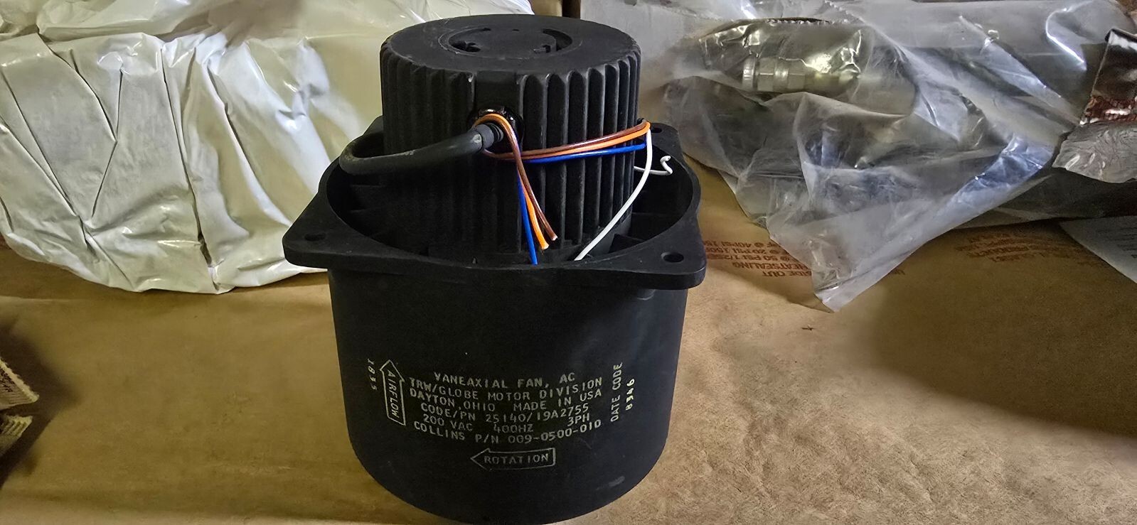 GLOBE MOTORS CENTRIFUGAL FAN 033915 19A2755 4140-01-116-2187 GLOBE MOTORS CENTRIFUGAL FAN 033915 19A2755 4140-01-116-2187