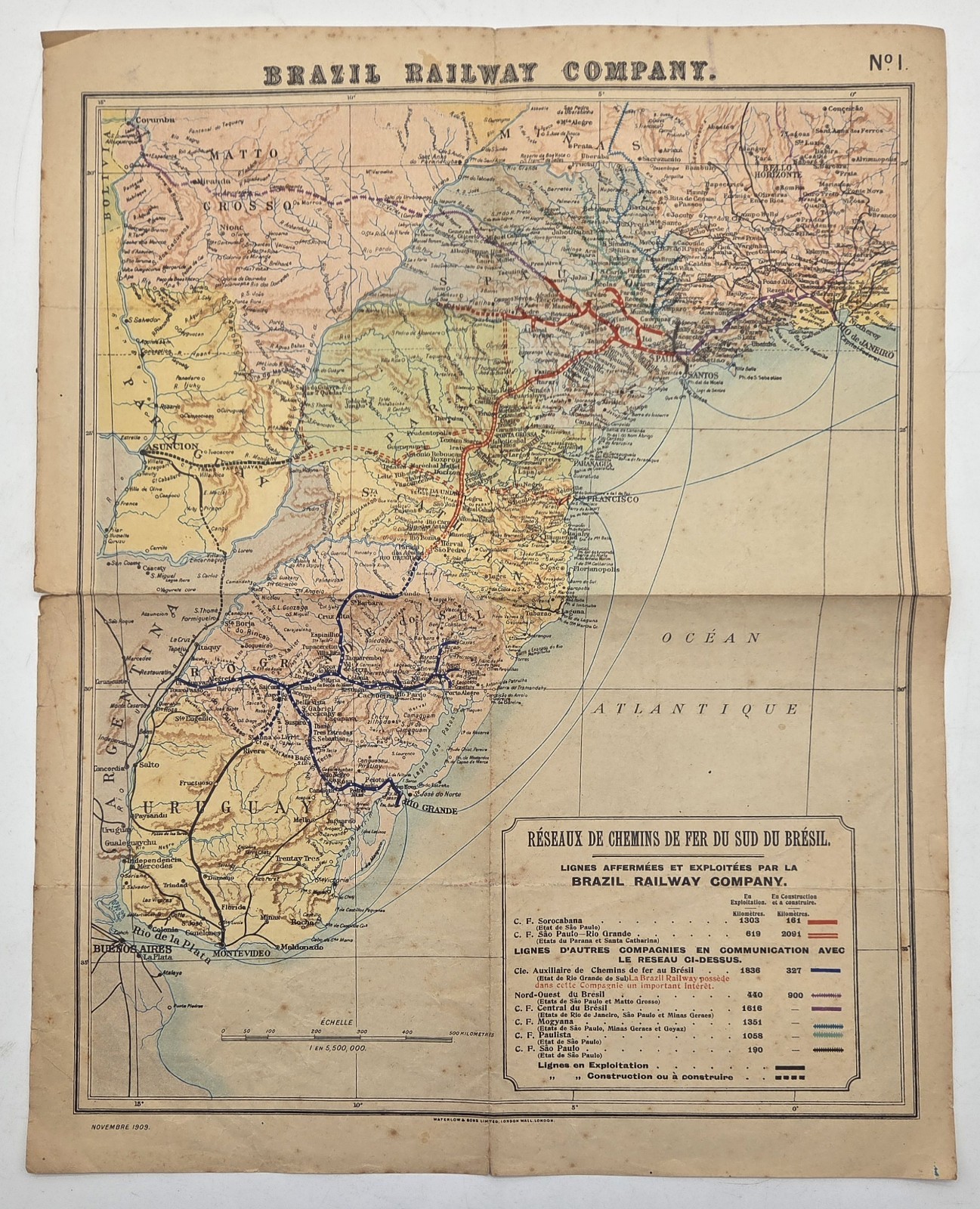 1909 Brazil Railway Company Rio de Janeiro/Rio Grande do Sul Brazil Train Card 1909 Brazil Railway Company Rio de Janeiro/Rio Grande do Sul Brazil Train Card