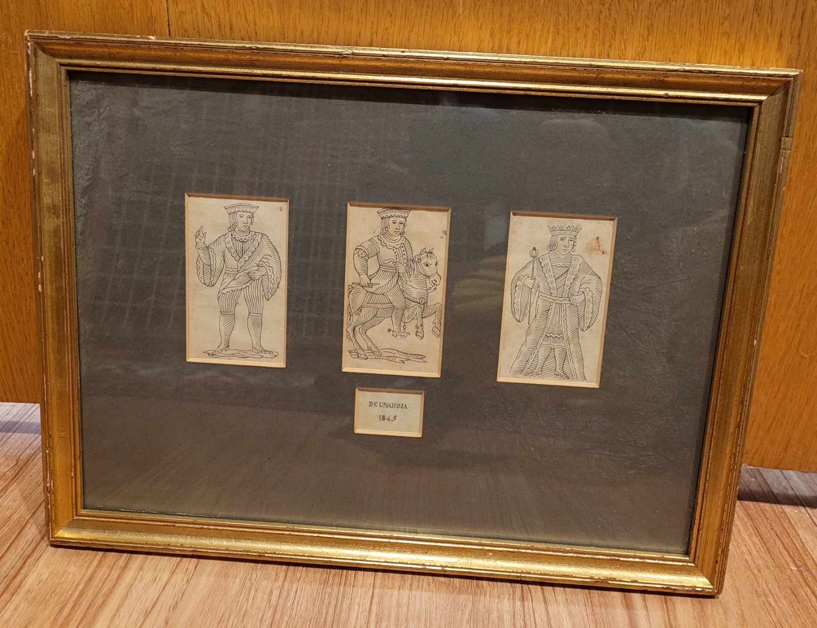 Antique 1845 Spanish Ink Drawings Playing Card Art Framed Original De Una Hoja Antique 1845 Spanish Ink Drawings Playing Card Art Framed Original De Una Hoja