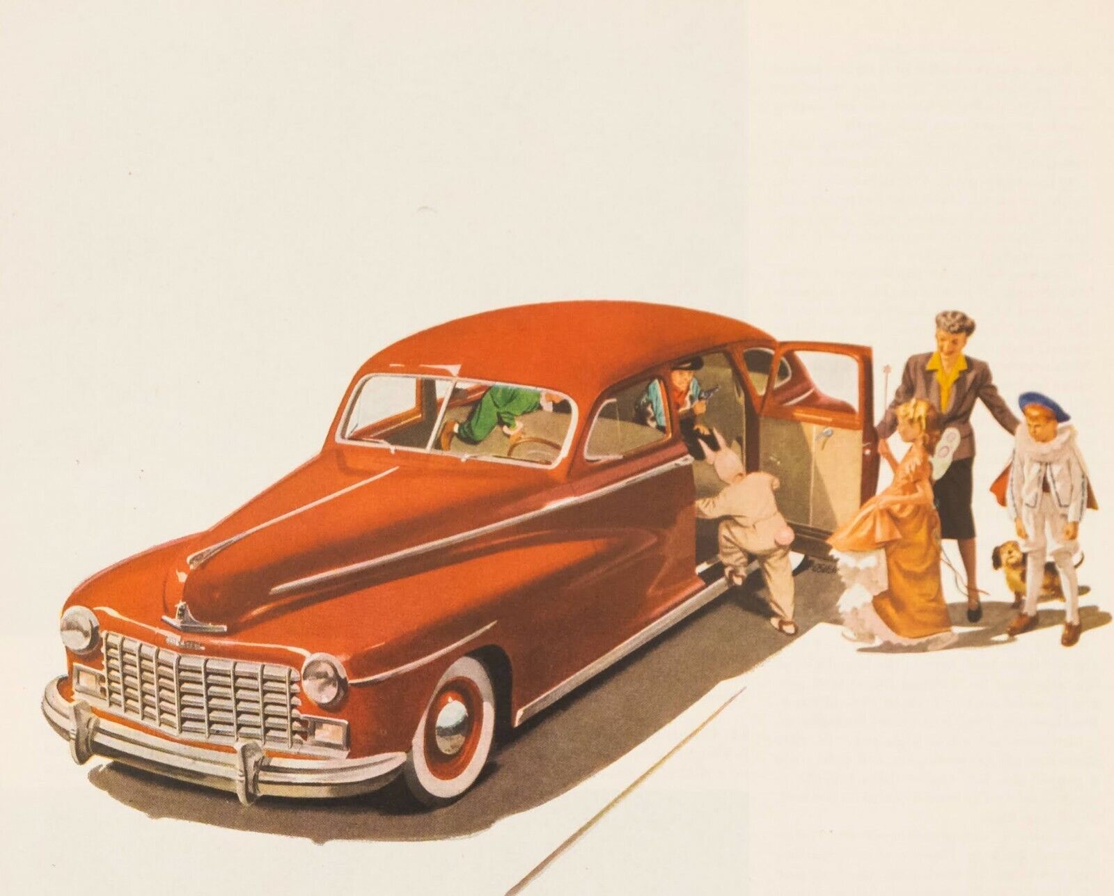 1948 Dodge Ad Original Vintage art Deco Osler Going to A Halloween Party