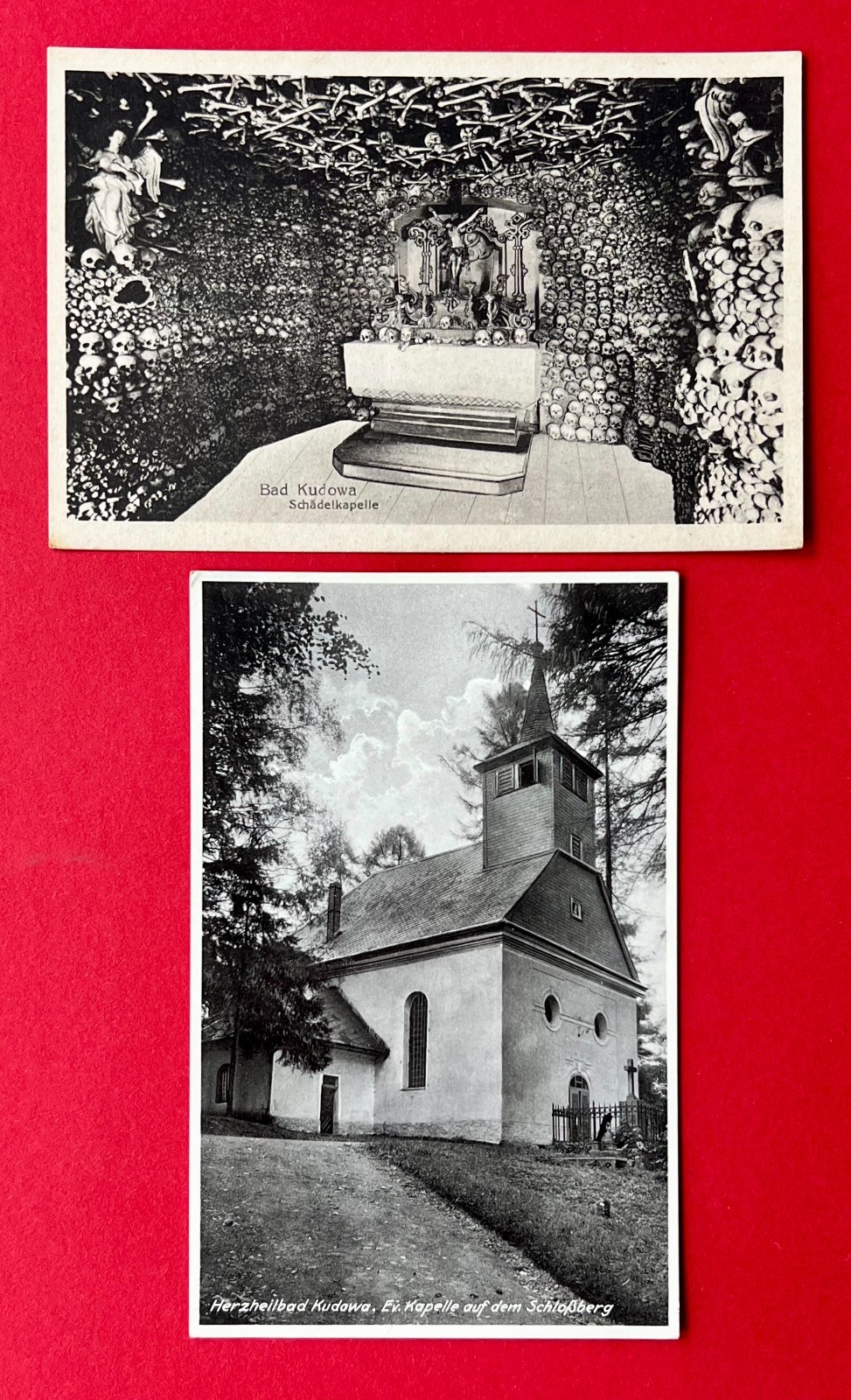 2 x Postcard Bad Kudowa in Silesia around 1930 Skull Chapel, Chapel (161761 2 x Postcard Bad Kudowa in Silesia around 1930 Skull Chapel, Chapel (161761