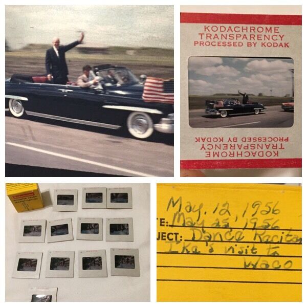 RARE UNSEEN 1956 President D. Eisenhower 35mm COLOR SLIDE PHOTO Waco HTF ORIG.