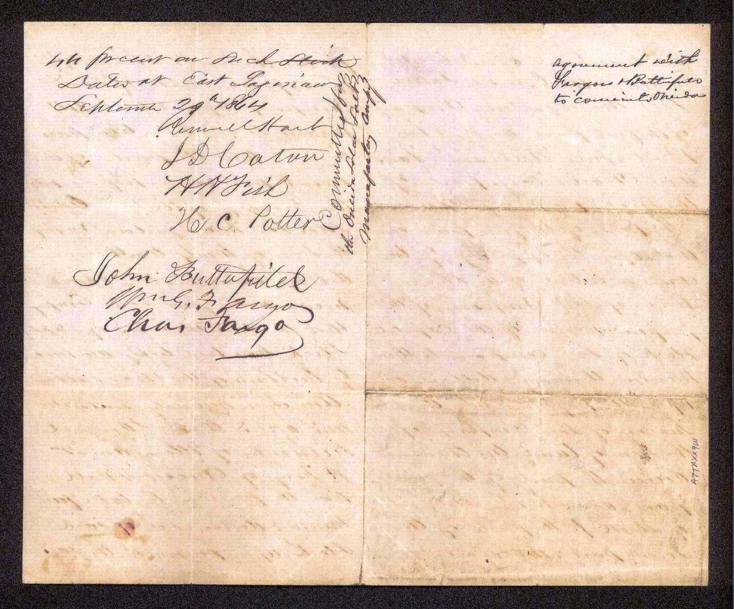 1864 American Express HUGE Deal signed William & Charles Fargo & J. Butterfield 1864 American Express HUGE Deal signed William & Charles Fargo & J. Butterfield