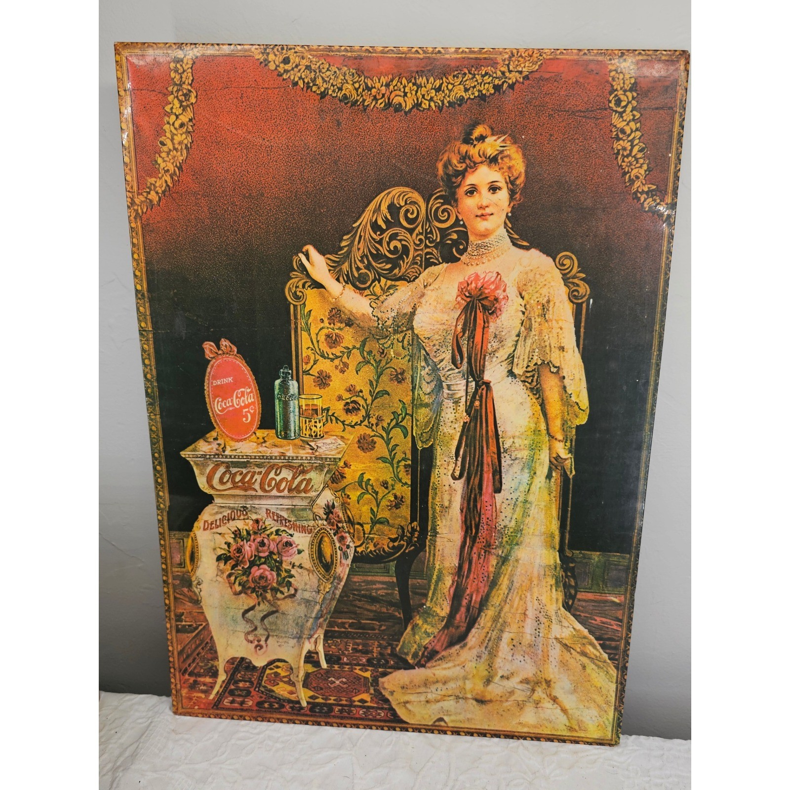 Absolute rare Coca-Cola Tin Sign Lillian Nordica Opera Singer c. 1900 Antique Absolute rare Coca-Cola Tin Sign Lillian Nordica Opera Singer c. 1900 Antique