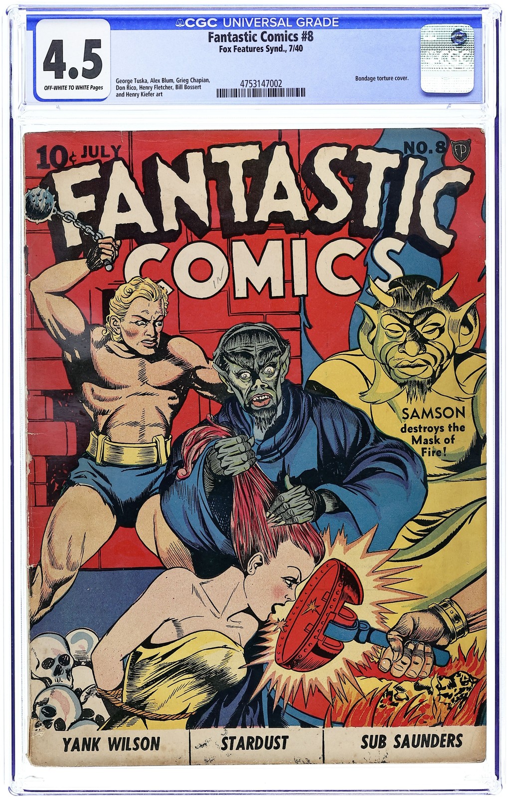 Fantastic Comics #8 CGC 4.5 1940 4753147002