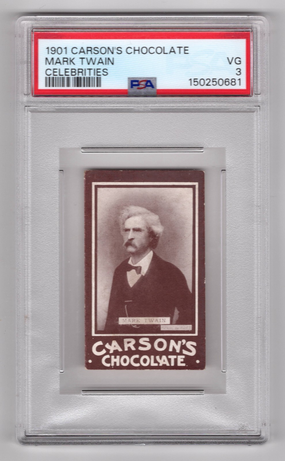 PSA 3 MARK TWAIN 1901 Carson\'s Chocolate Card is Extremely Rare SAMUEL CLEMENS PSA 3 MARK TWAIN 1901 Carson\'s Chocolate Card is Extremely Rare SAMUEL CLEMENS
