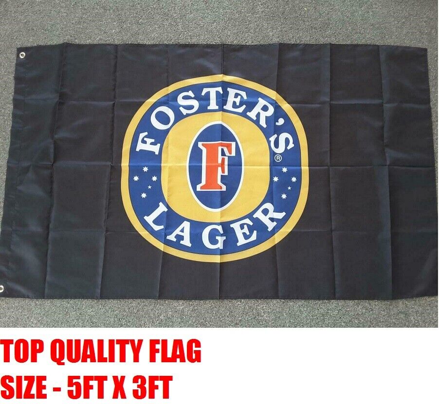 FLAG 5FT X 3FT FOSTER'S LAGER BEER MANCAVE BAR GARAGE LOUNGE WALL HANG FLY WORK