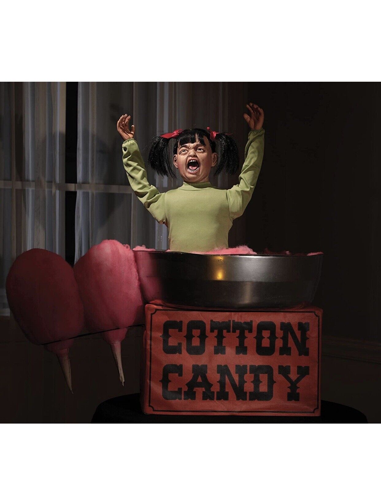 Animated Girl Spinning In Cotton Candy Bowl Halloween Prop Animatronic (a)