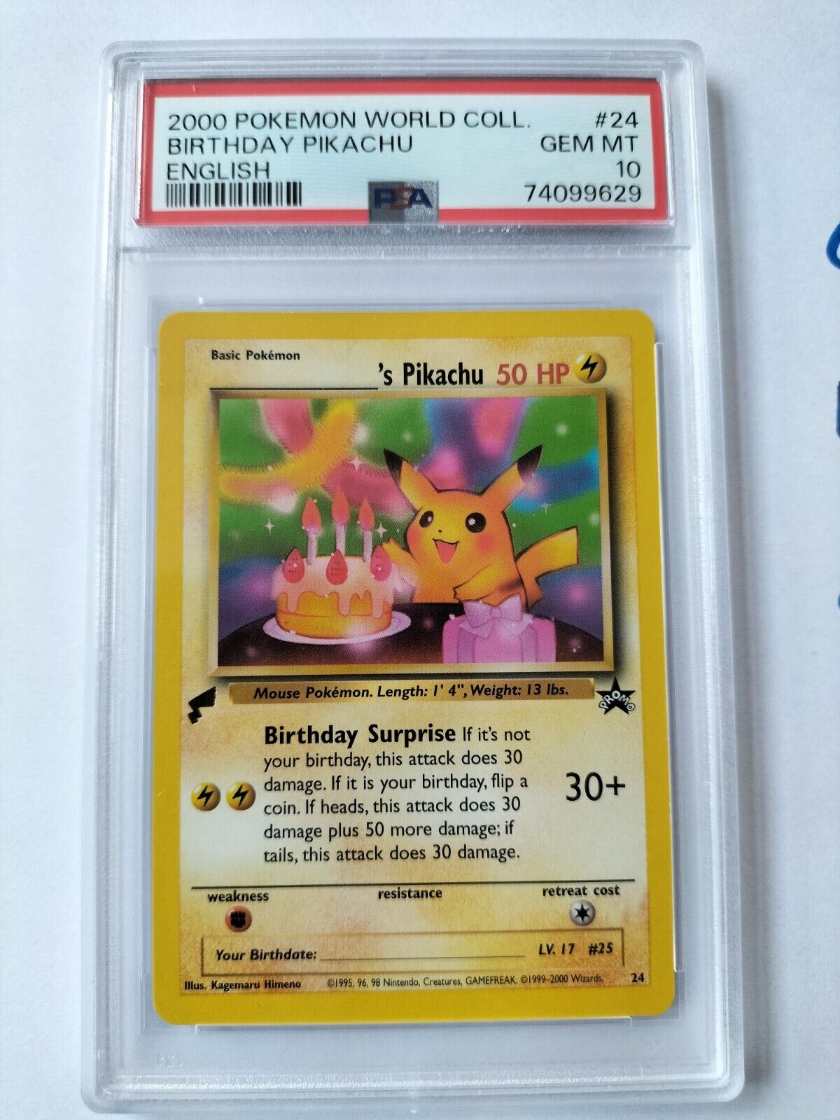 Pokemon World Collection 2000 PSA10 #24 Birthday Pikachu