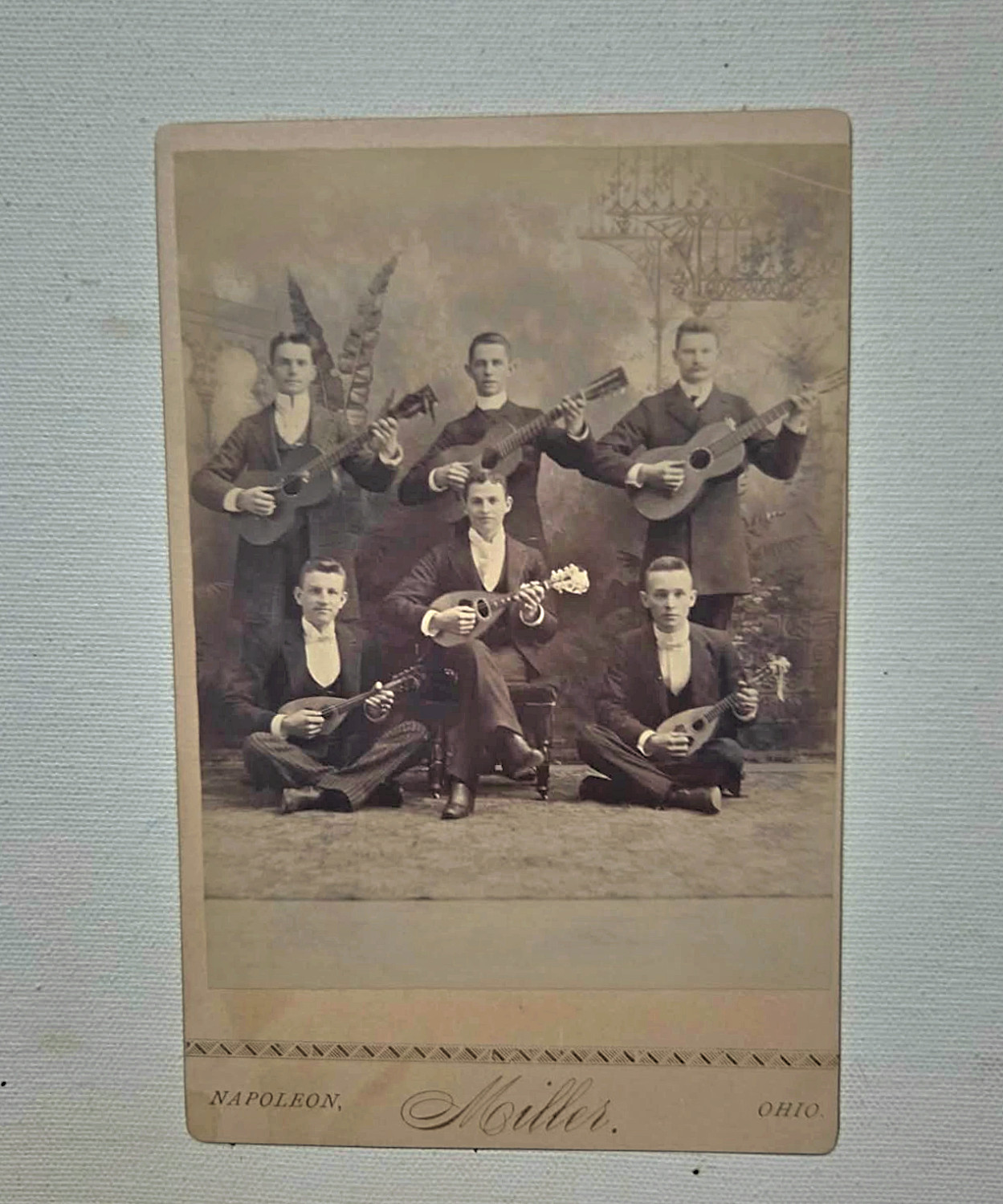 1890s Stringband guitar Italian Mandolin Silvio Ranieri Cabinet Card miller Ohio 1890s Stringband guitar Italian Mandolin Silvio Ranieri Cabinet Card miller Ohio