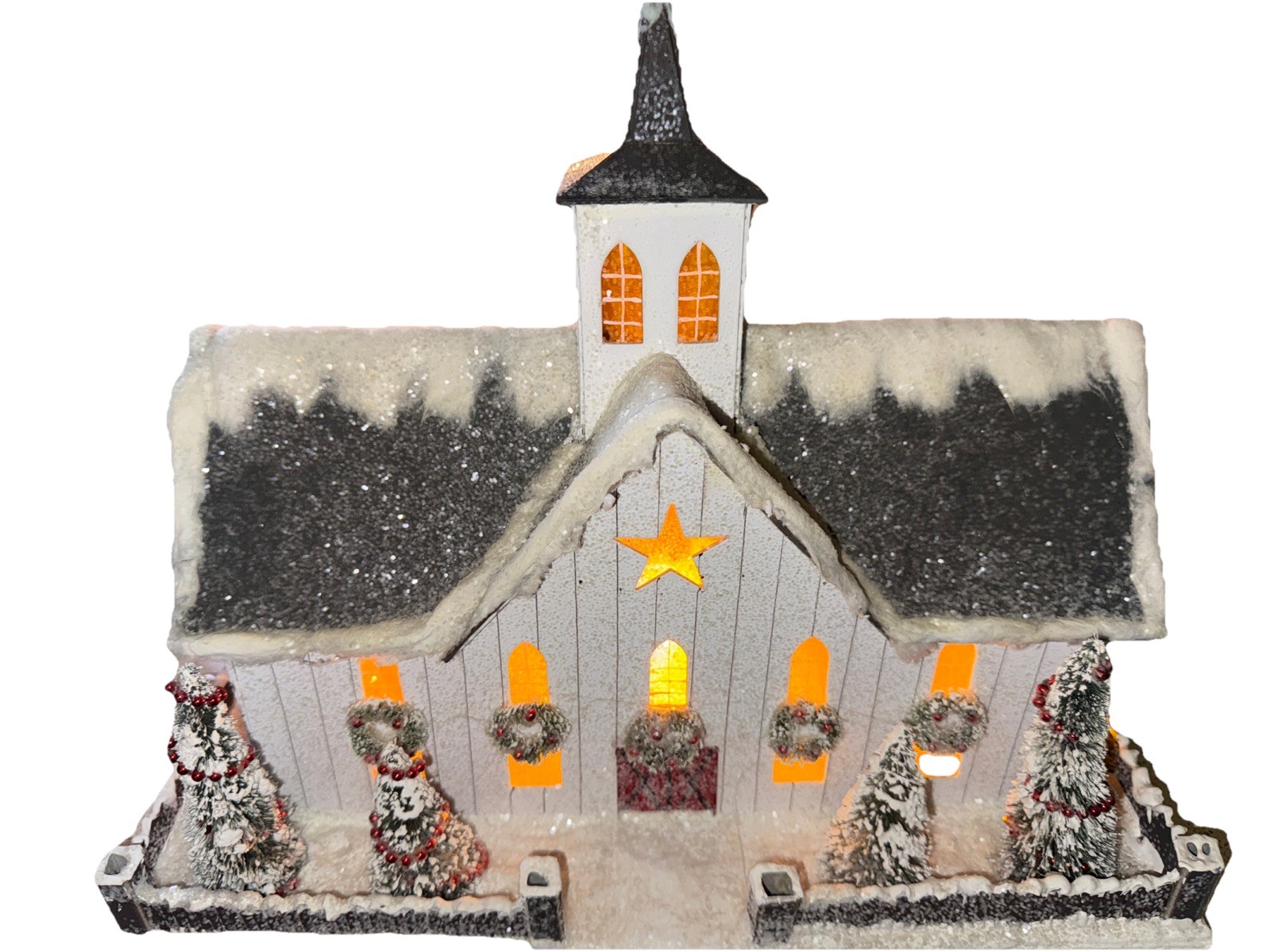 Cody Foster-Putz House Christmas Country White Church Putz House-light-VTG Cody Foster-Putz House Christmas Country White Church Putz House-light-VTG