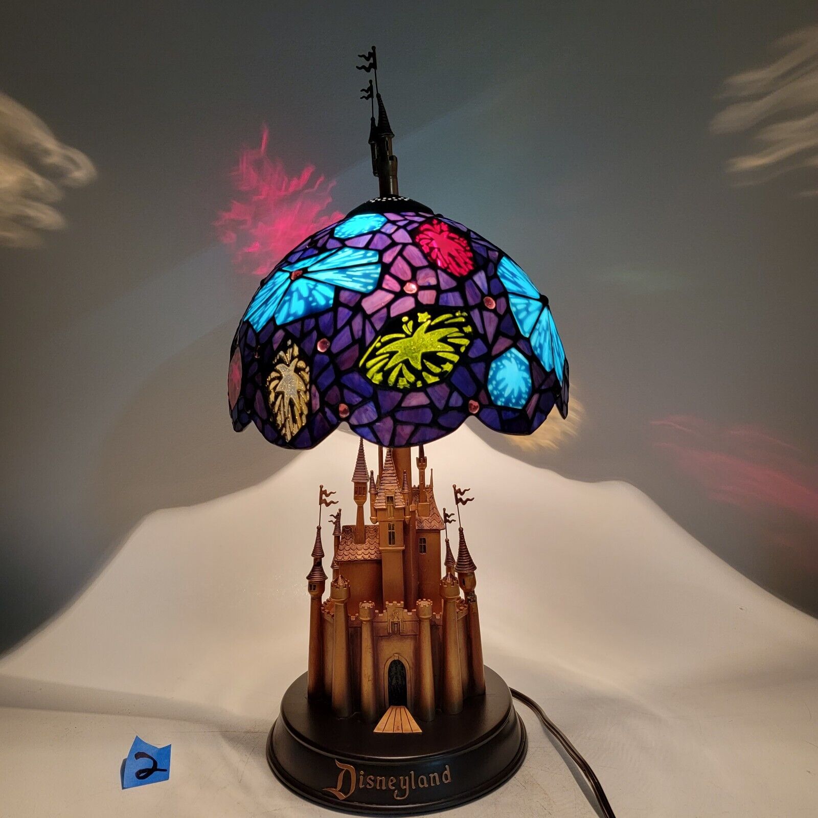 Disneyland Stained Glass 50th Anniversary Tiffany style Castle Lamp Fireworks
