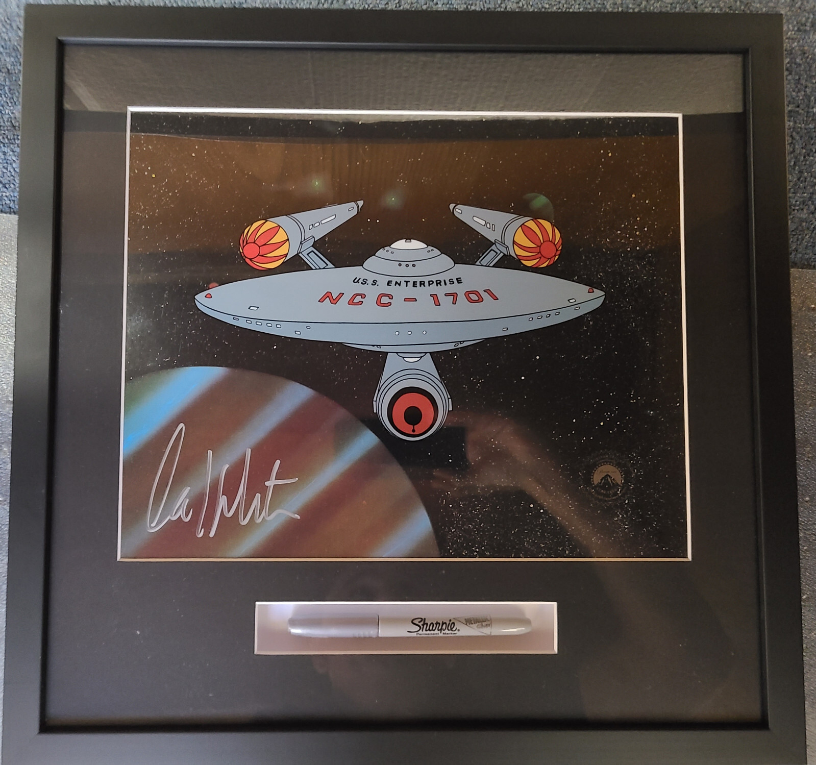 Star Trek USS Enterprise NCC-1701 Seri Cel Signed by William Shatner w/ Used Pen Star Trek USS Enterprise NCC-1701 Seri Cel Signed by William Shatner w/ Used Pen